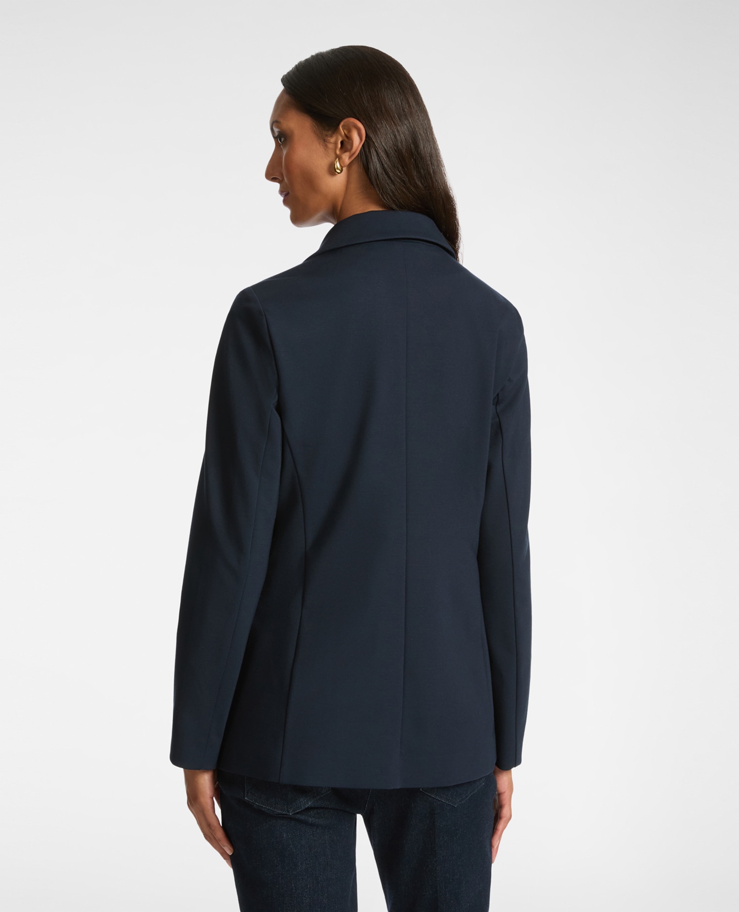 Blazer de mujer de punto milano sin forro con hombreras intercambiables - Elena Miró - Azul Azul-3