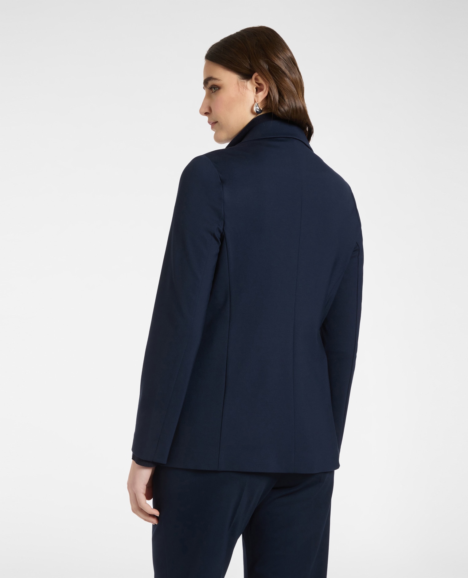 Blazer de mujer de punto milano sin forro con hombreras intercambiables - Elena Miró - Azul Azul-4
