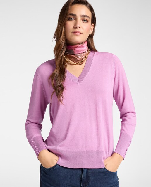 Imagen 0 de Jersey de mujer de lana con escote en V