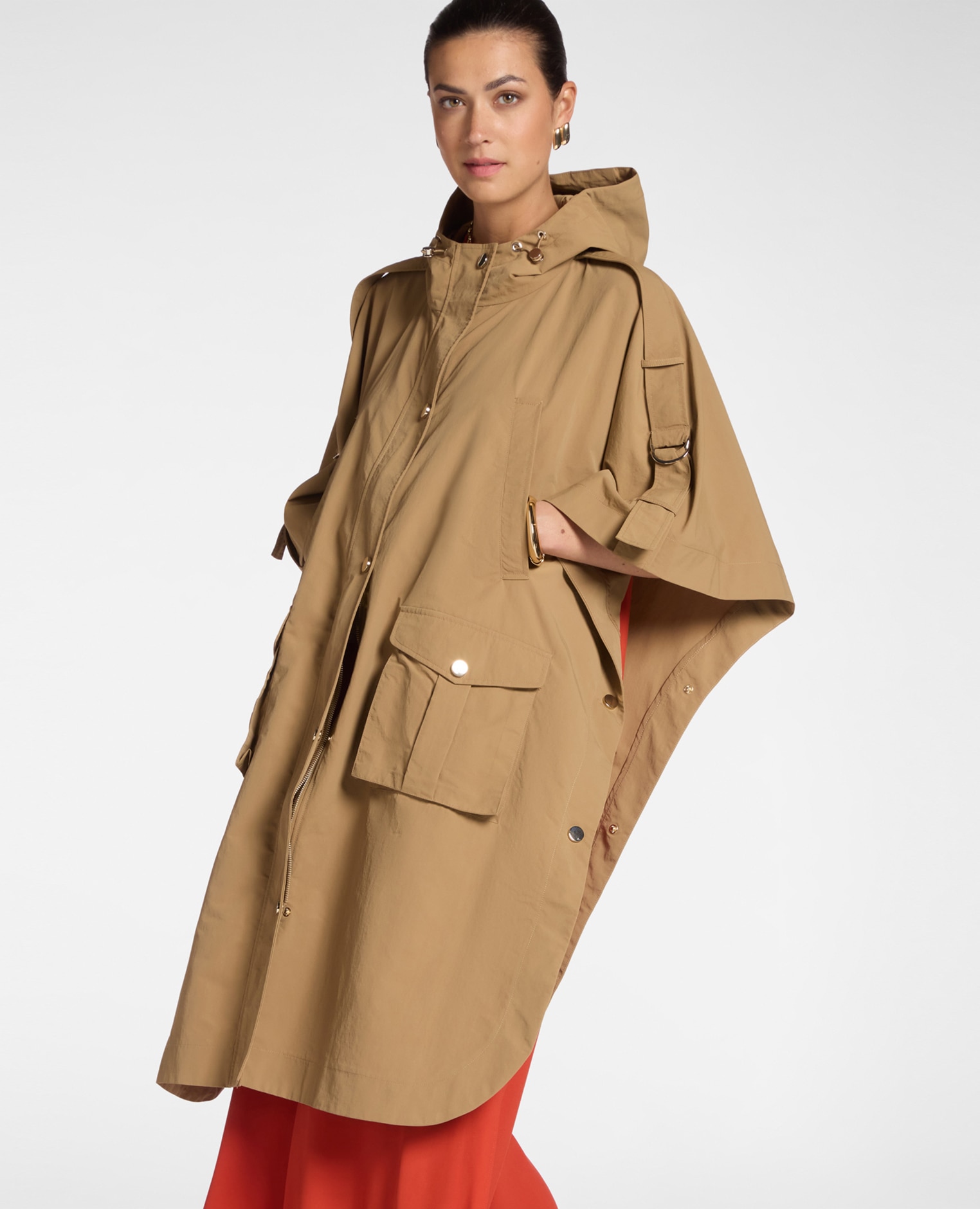 Elena Miró - Parka de mujer oversize con capucha cierre con botones y cremallera.