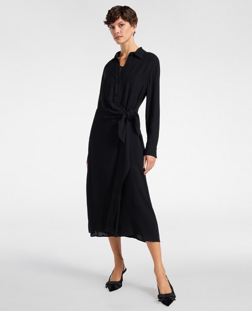 Imagen 0 de Vestido cruzado de georgette con botones forrados