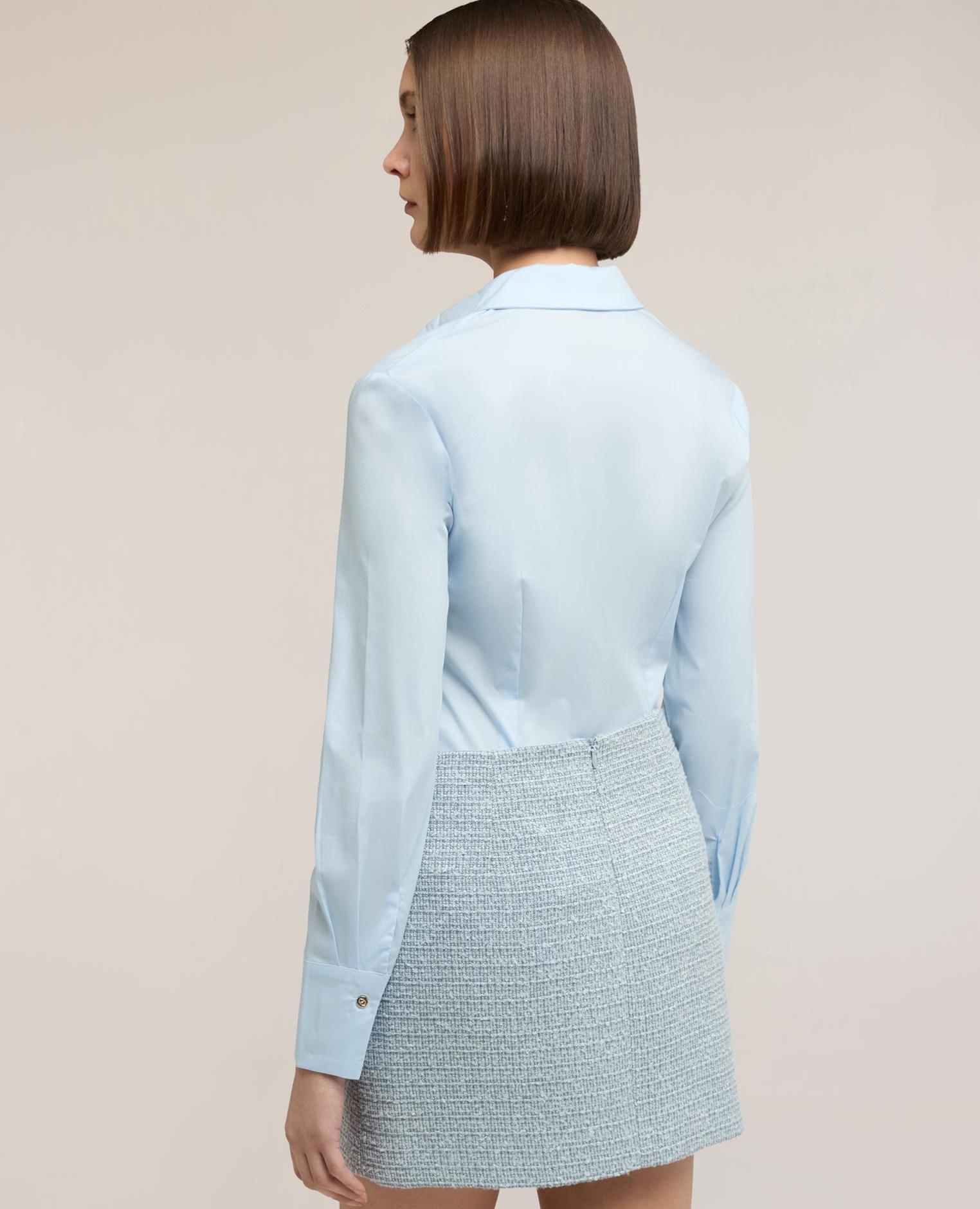 Camisa de mujer de popelina cuello de vela y abotonadura inglesa - Motivi - Azul claro Azul claro-2