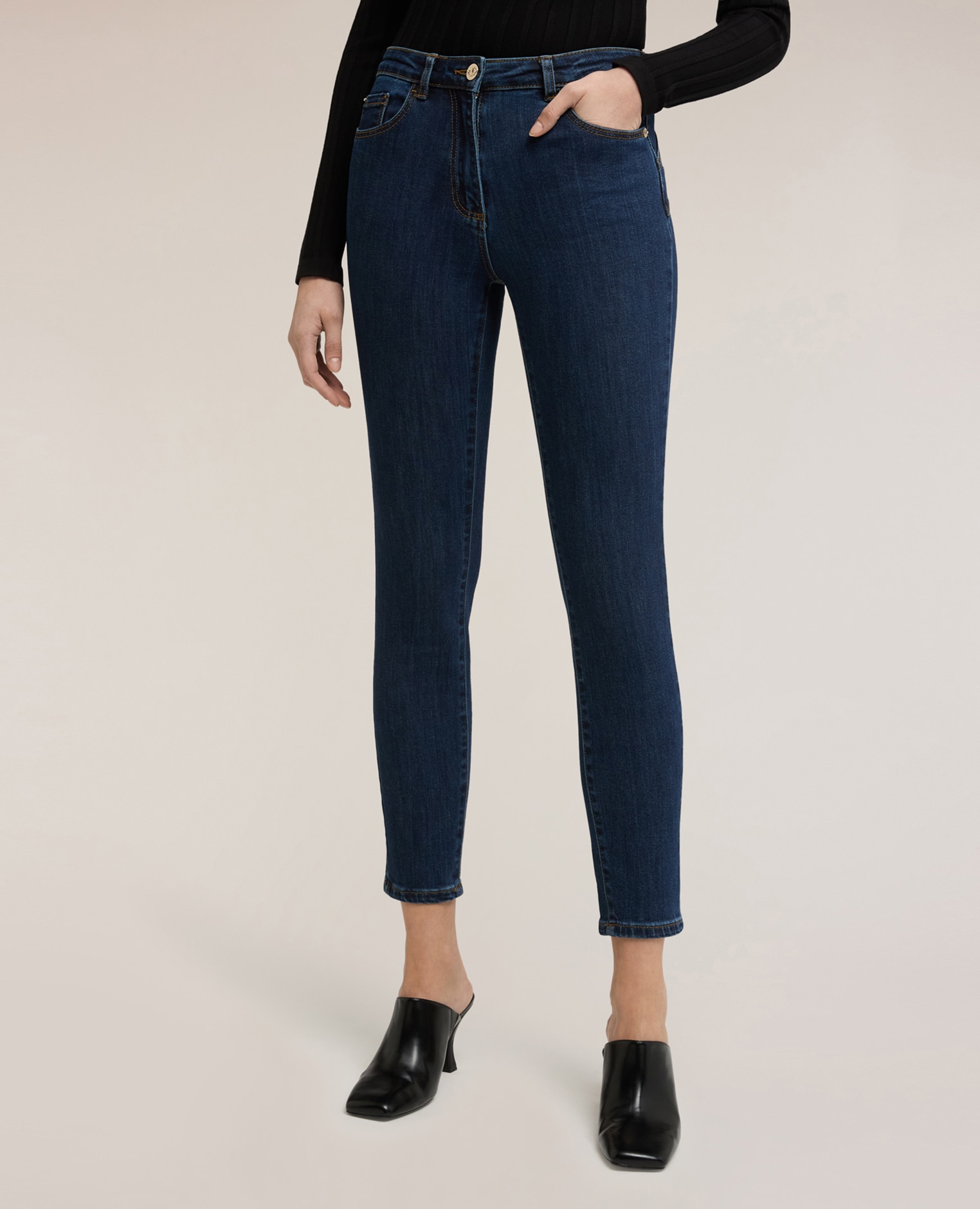 Vaqueros de mujer pitillo push up gisele lavado azul oscuro - Motivi - Azul Azul-3