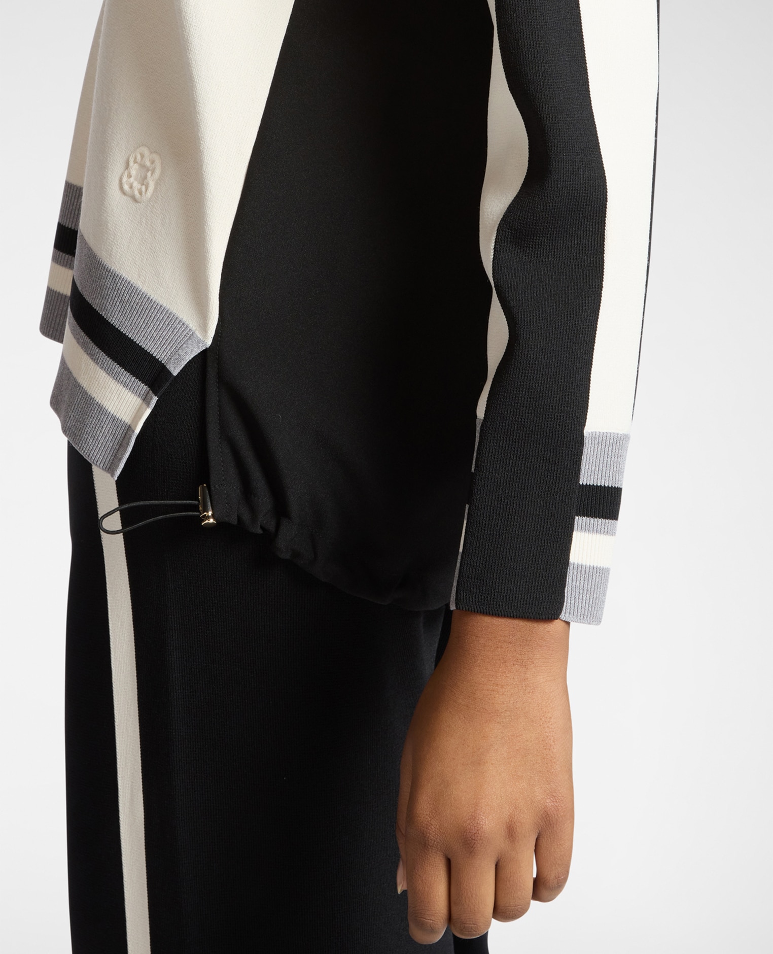Jersey de mujer de mezcla de viscosa con bordes a rayas ajuste regular con longitud media y cuello redondo - Elena Miró - Blanco Blanco-4