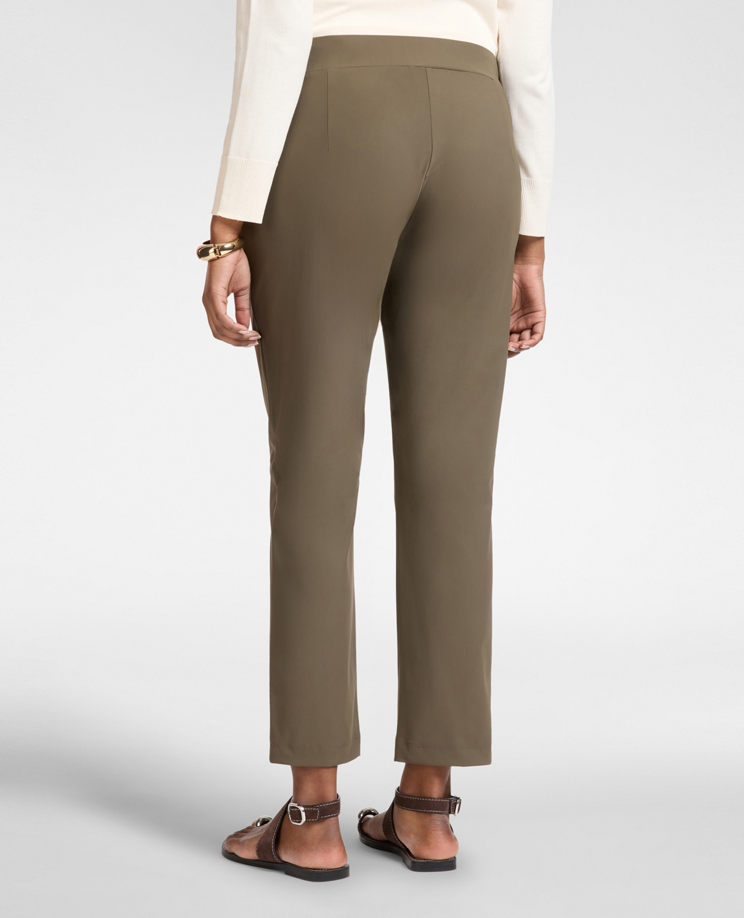 Pantalones de mujer de punto modelo jogger con banda elástica en la cintura - Elena Miró - Azul Kaki-2
