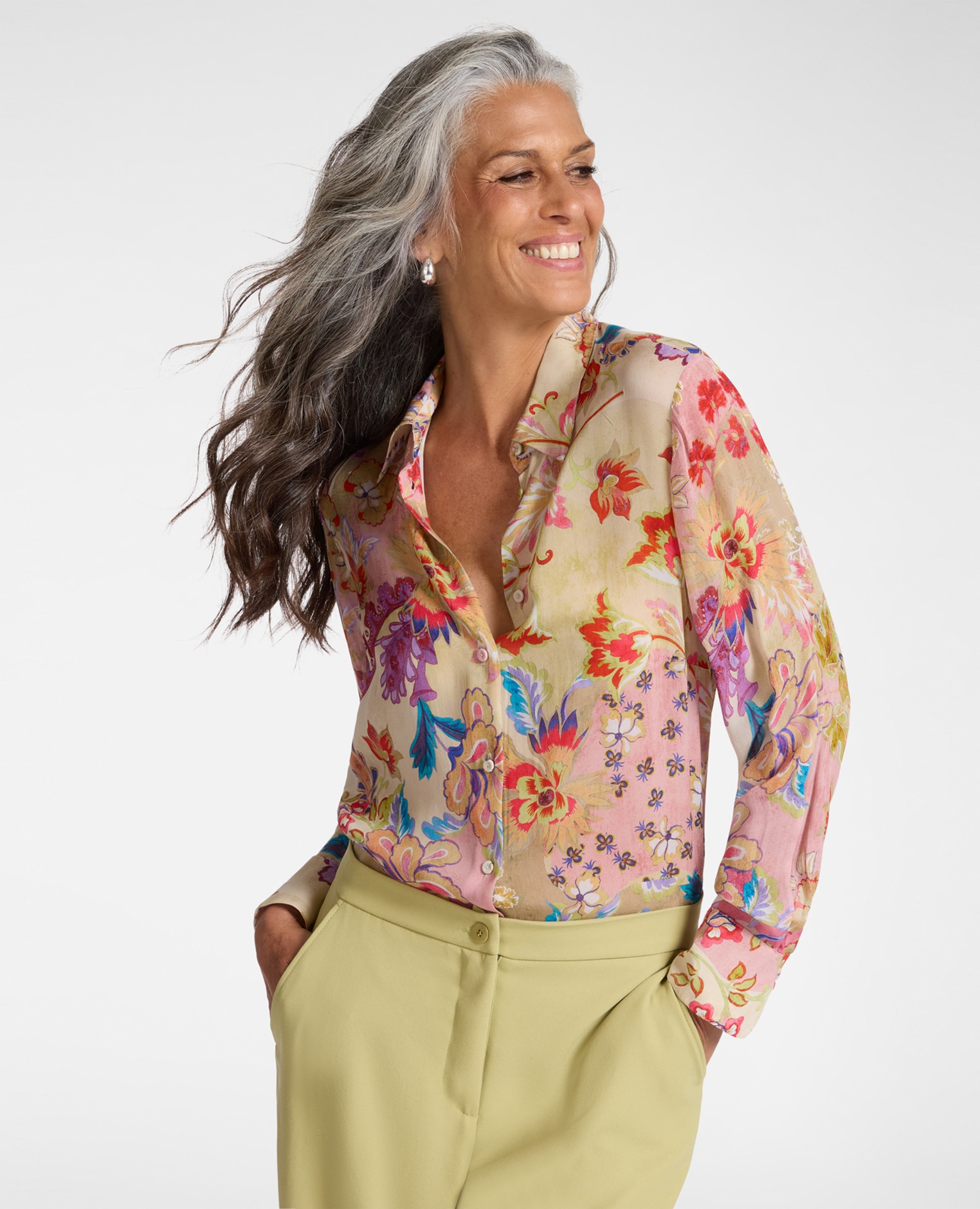 Elena Miró - Camisa de mujer estampada ajuste regular con botones.