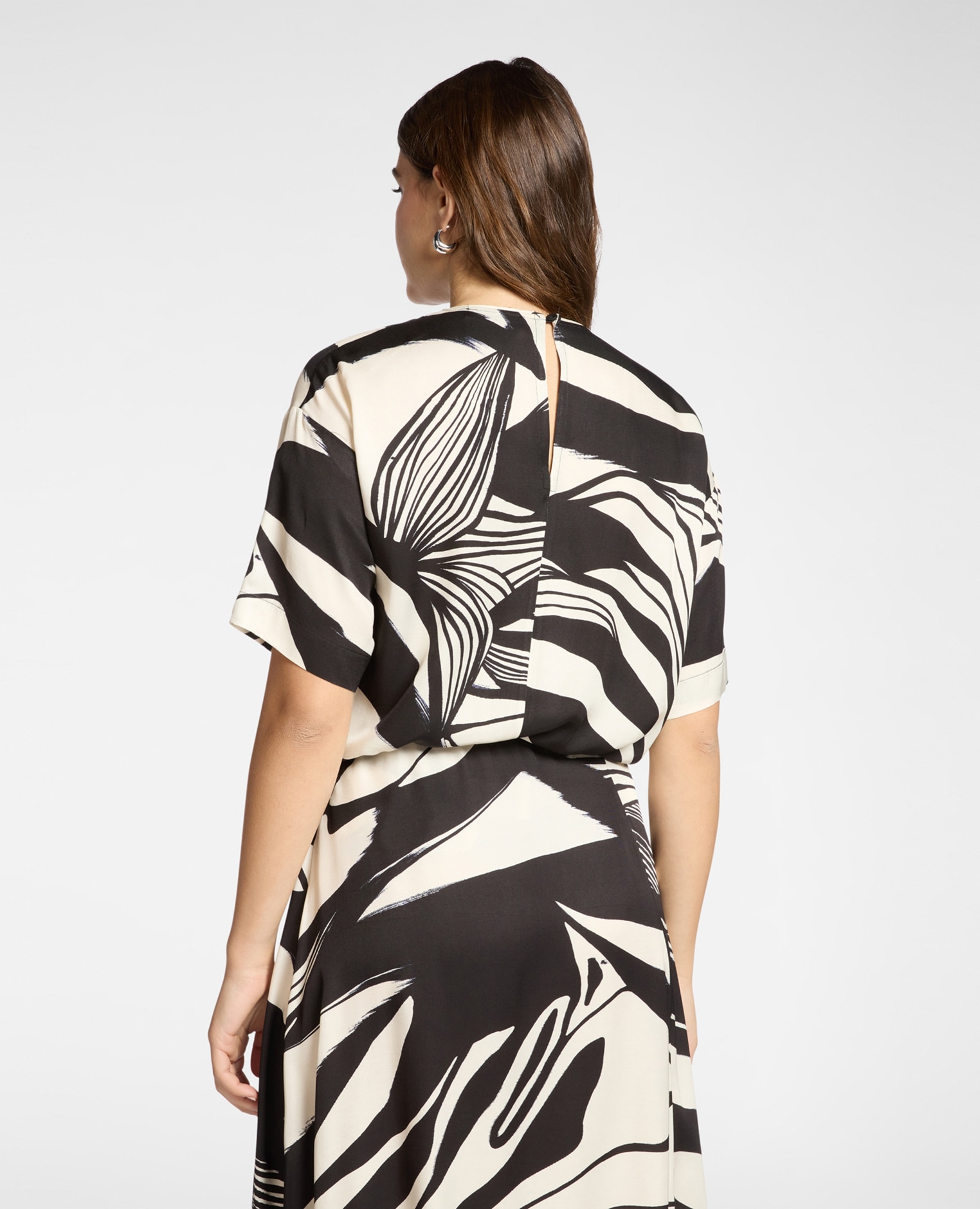 Blusa de mujer estampada en sarga de viscosa - Elena Miró - Negro Negro-2