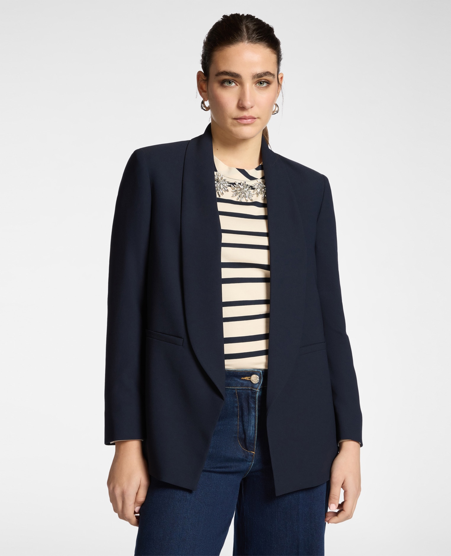 Imagen 0 de Chaqueta de mujer larga y lisa Azul