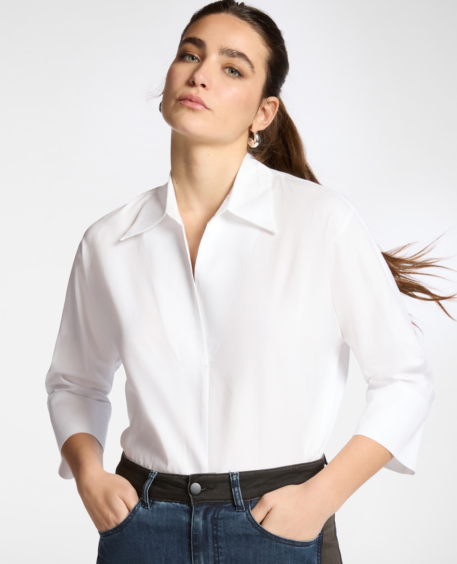 Elena Miró - Camisa de mujer de popelín mangas tres cuartos.