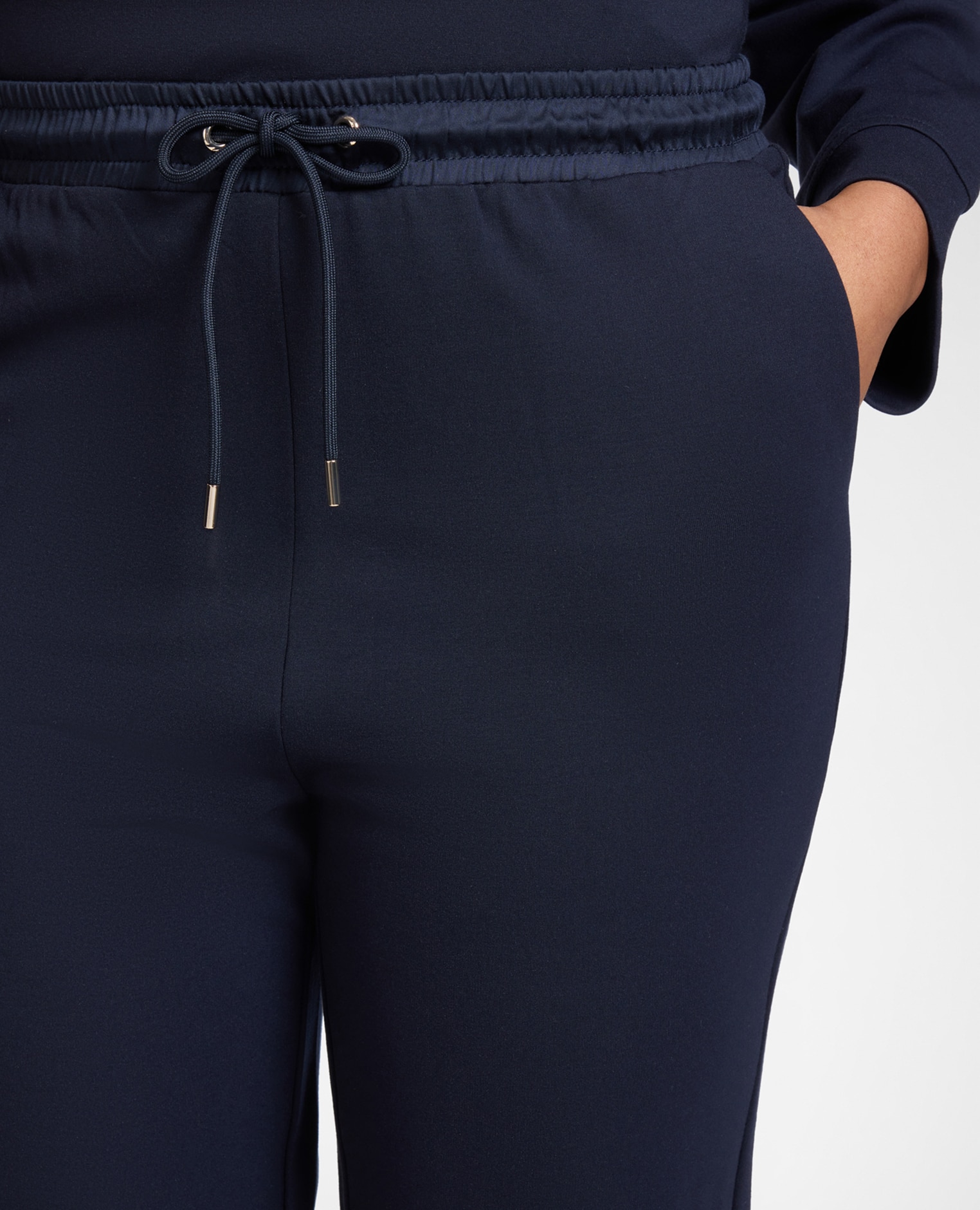 Pantalones de mujer joggers ajuste regular con banda elástica en la cintura - Elena Miró - Azul Azul-4