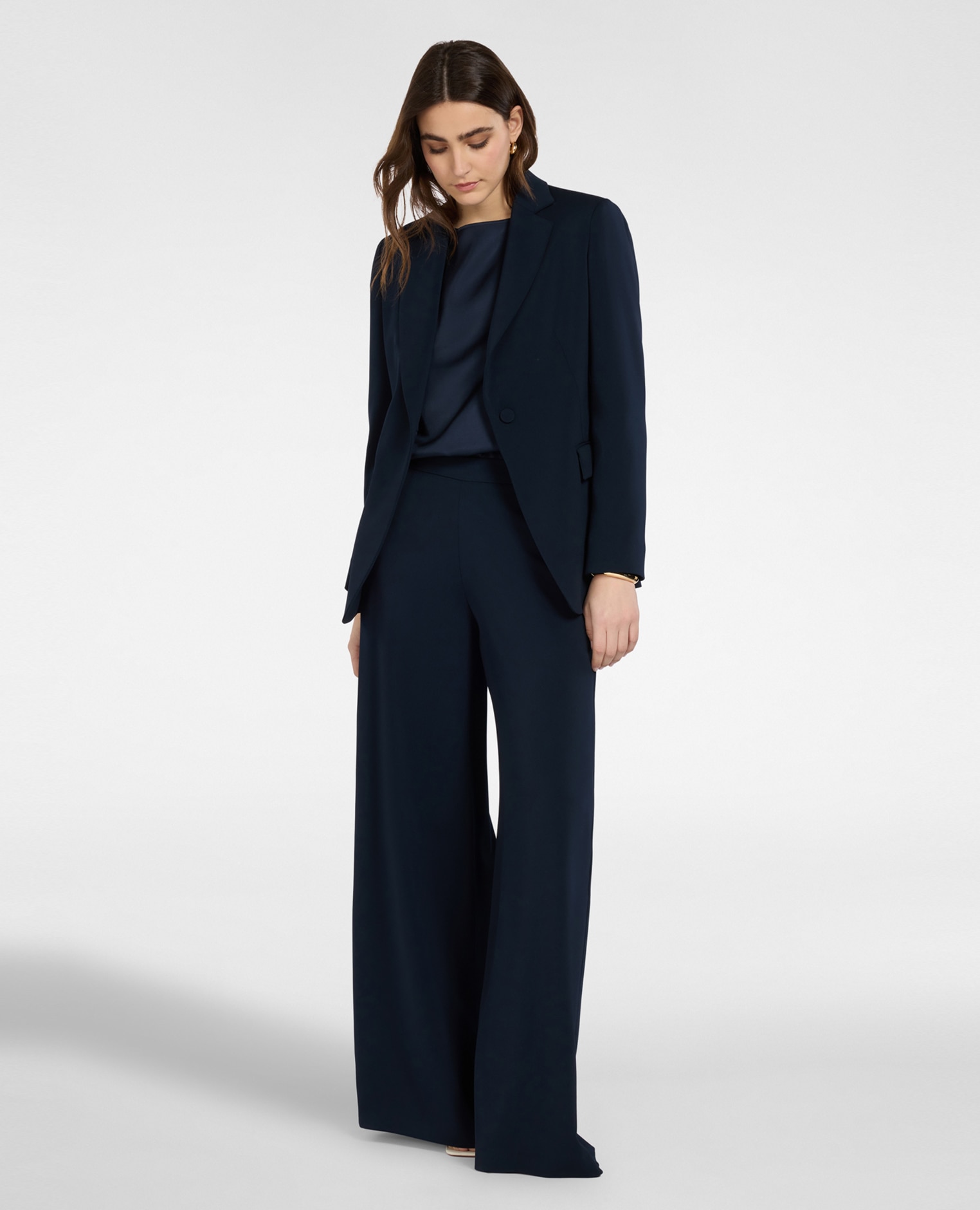 Elena Miró - Pantalones de mujer palazzo de cady ajuste amplio con elástico en la cintura.