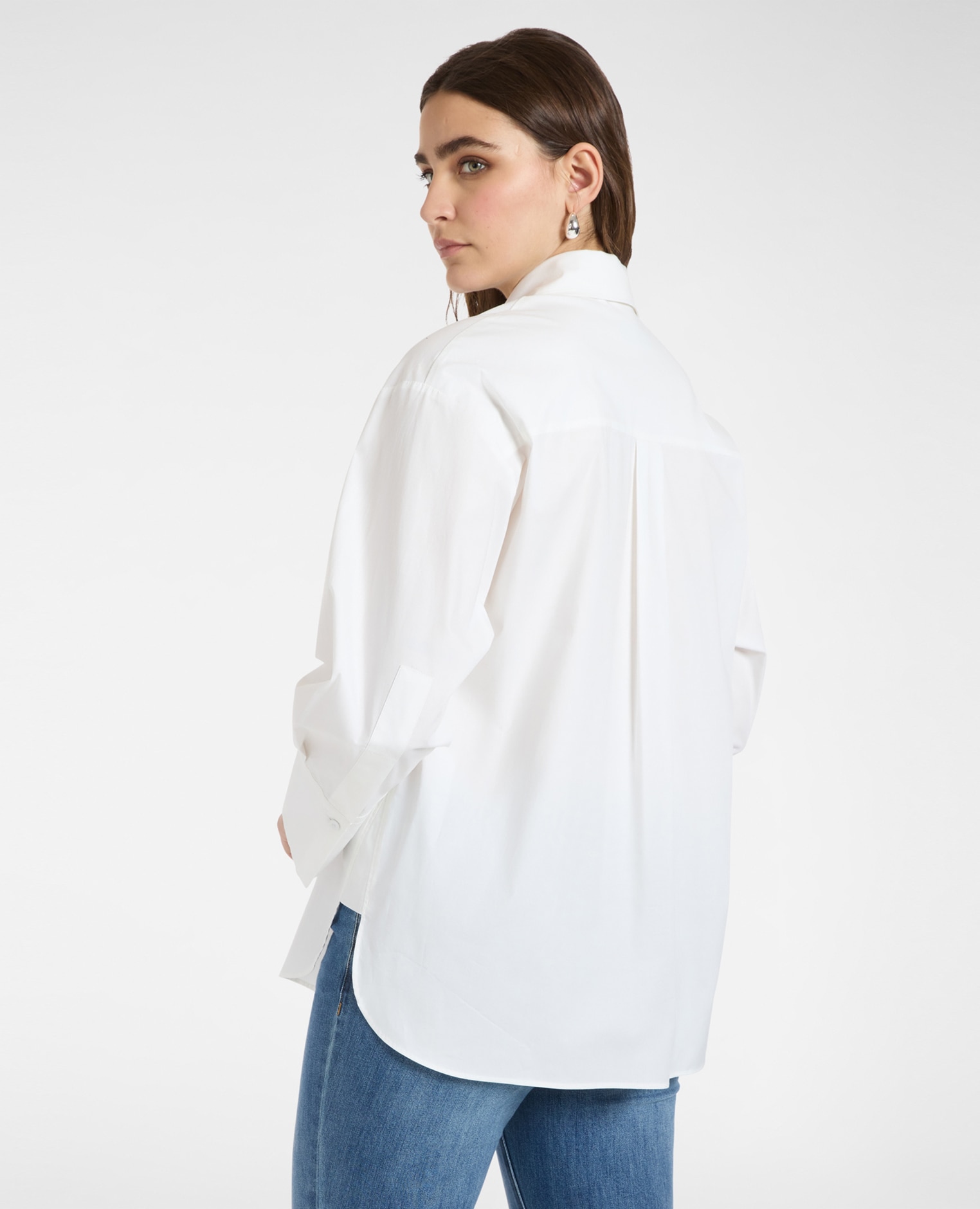 Camisa de mujer de popelín con cristales bordados en el cuello - Elena Miró - Blanco Blanco-2