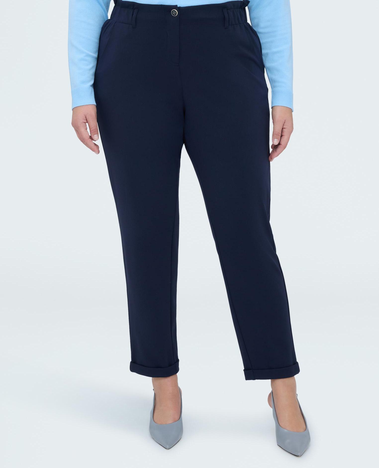 Pantalones de mujer ballon en tejido stretch no necesitan ser planchados - Fiorella Rubino - Azul Azul-2
