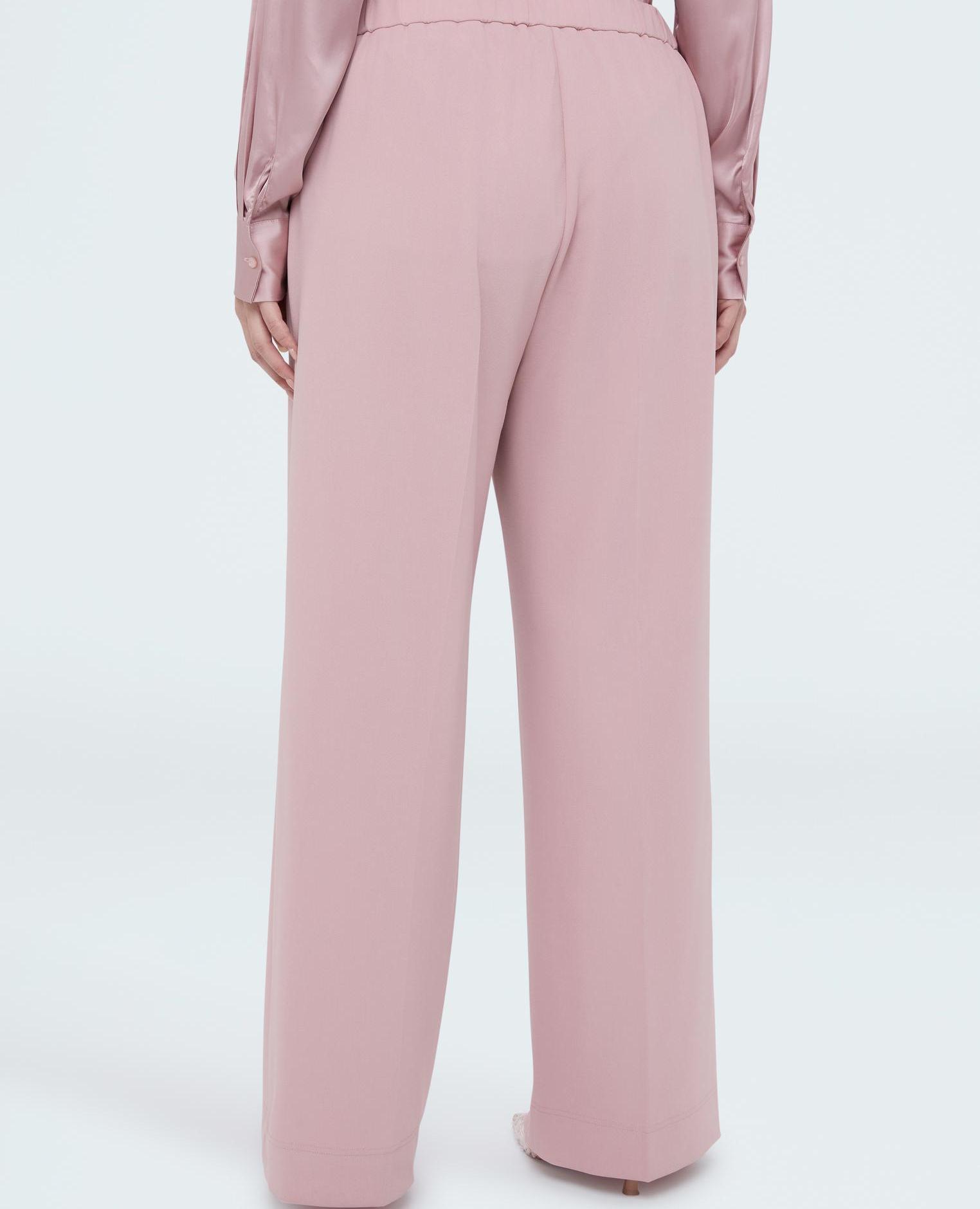 Pantalones de mujer wide leg en tejido stretch cierre con banda elástica para el máximo confort - Fiorella Rubino - Rosa Rosa-2
