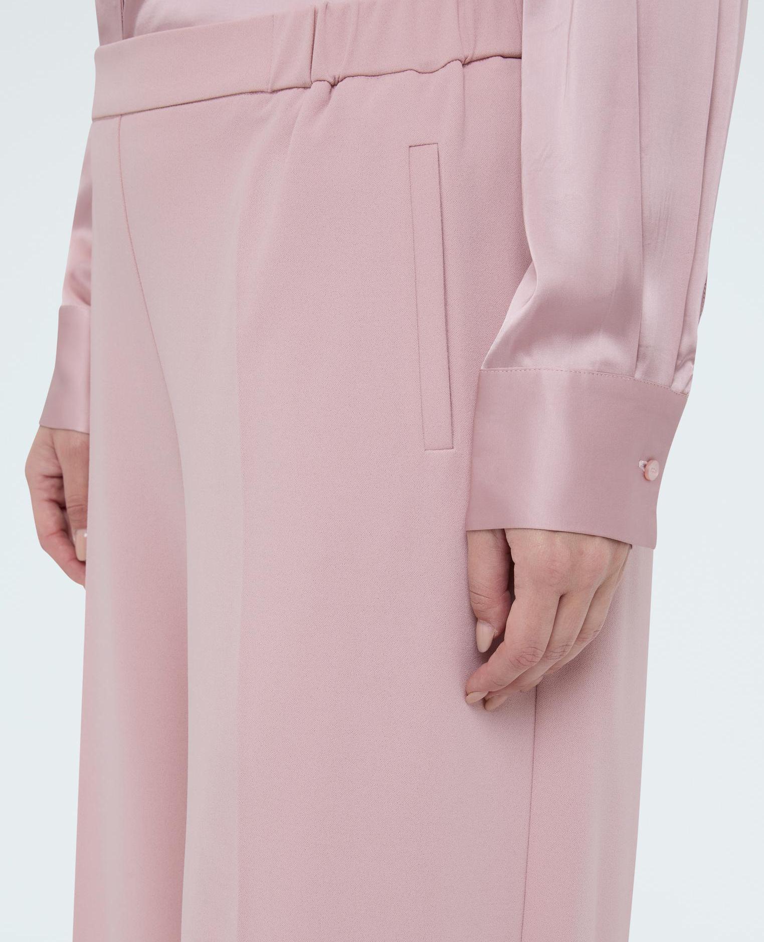 Pantalones de mujer wide leg en tejido stretch cierre con banda elástica para el máximo confort - Fiorella Rubino - Rosa Rosa-4