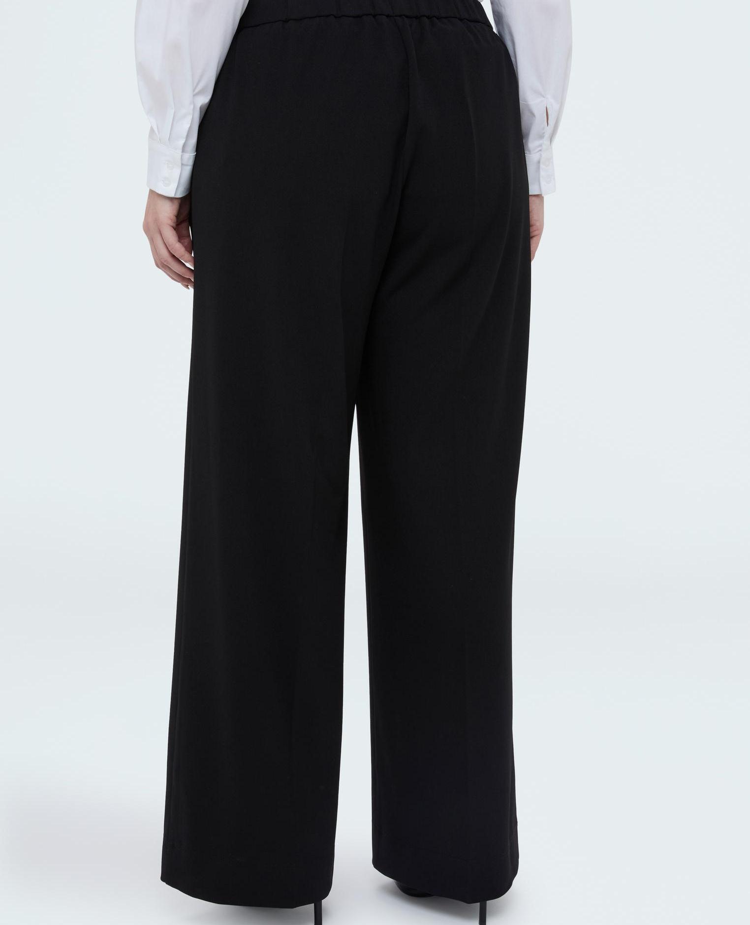 Pantalones de mujer wide leg en tejido stretch cierre con banda elástica para el máximo confort - Fiorella Rubino - Negro Negro-2