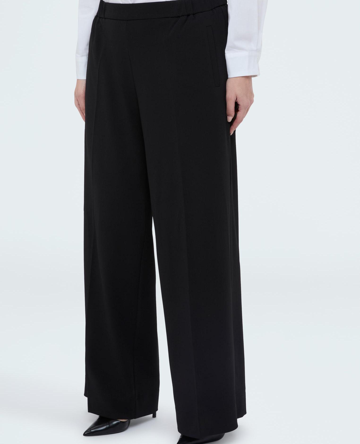 Pantalones de mujer wide leg en tejido stretch cierre con banda elástica para el máximo confort - Fiorella Rubino - Negro Negro-3