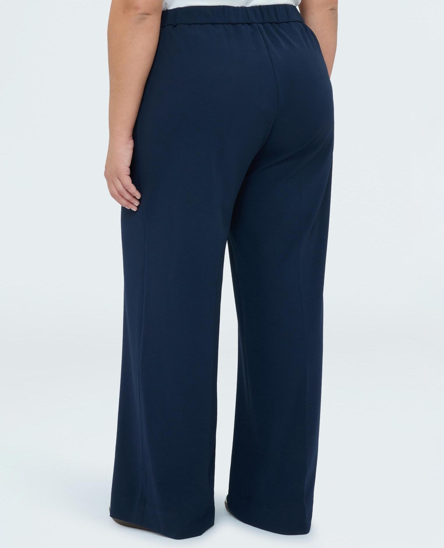 Pantalones de mujer wide leg en tejido stretch cierre con banda elástica para el máximo confort - Fiorella Rubino - Azul Azul-2