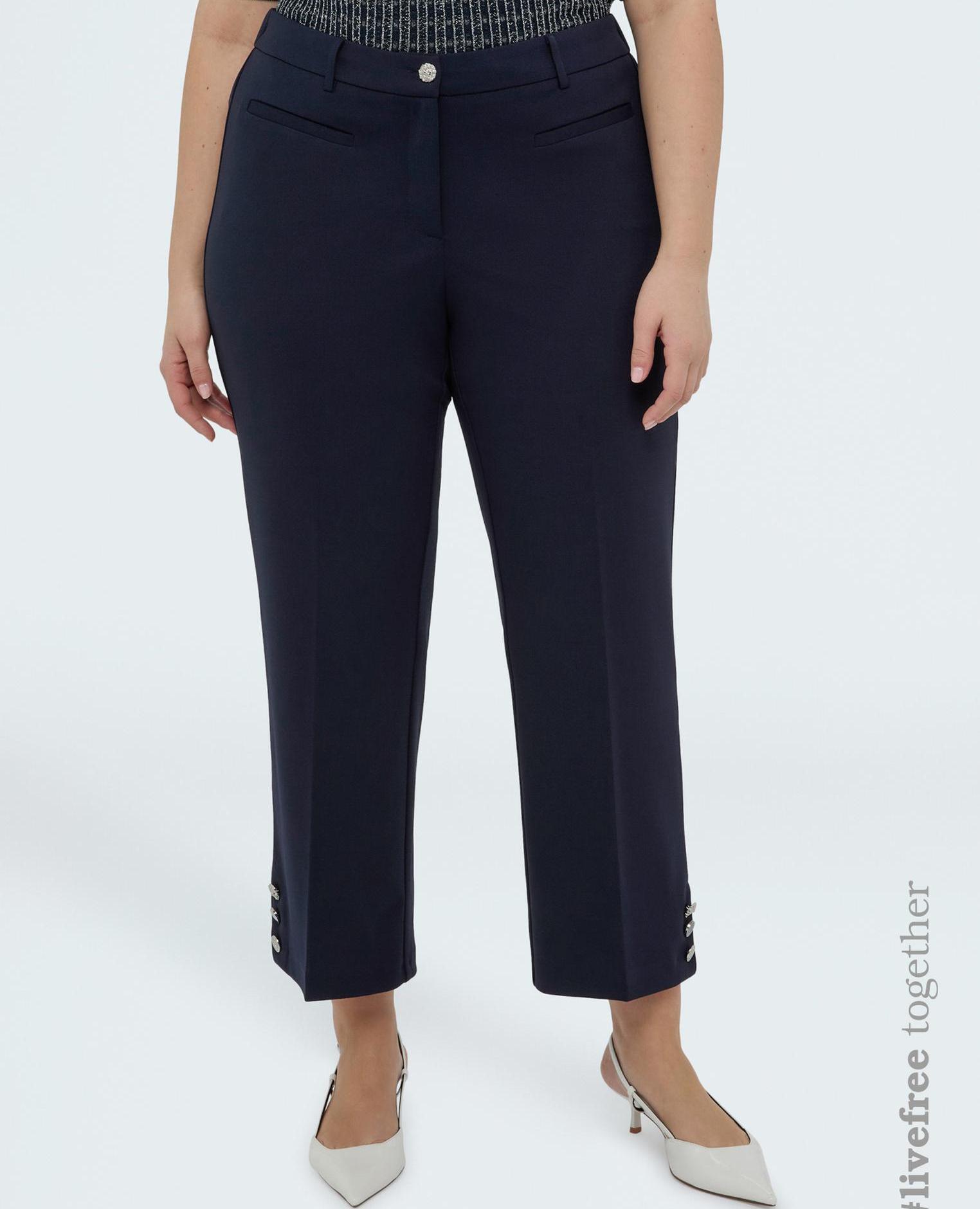 Pantalones de mujer cropped en tejido stretch no necesitan ser planchados - Fiorella Rubino - Azul Azul-1