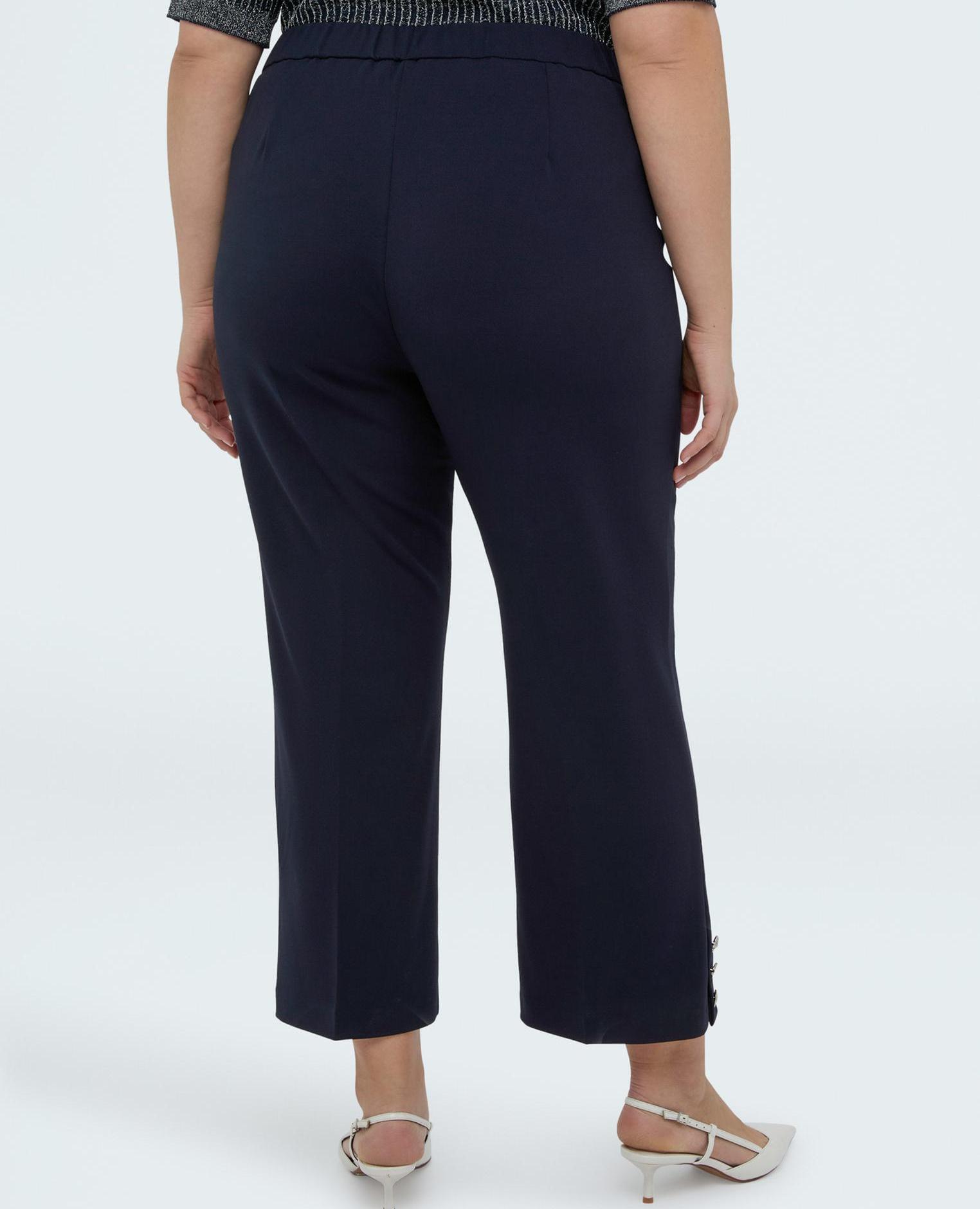Pantalones de mujer cropped en tejido stretch no necesitan ser planchados - Fiorella Rubino - Azul Azul-2
