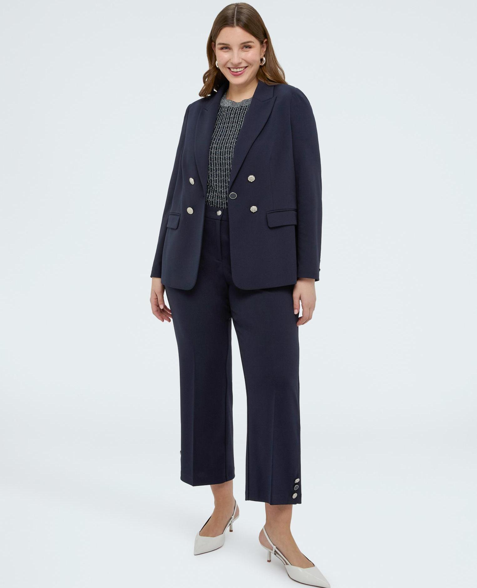Pantalones de mujer cropped en tejido stretch no necesitan ser planchados - Fiorella Rubino - Azul Azul-3