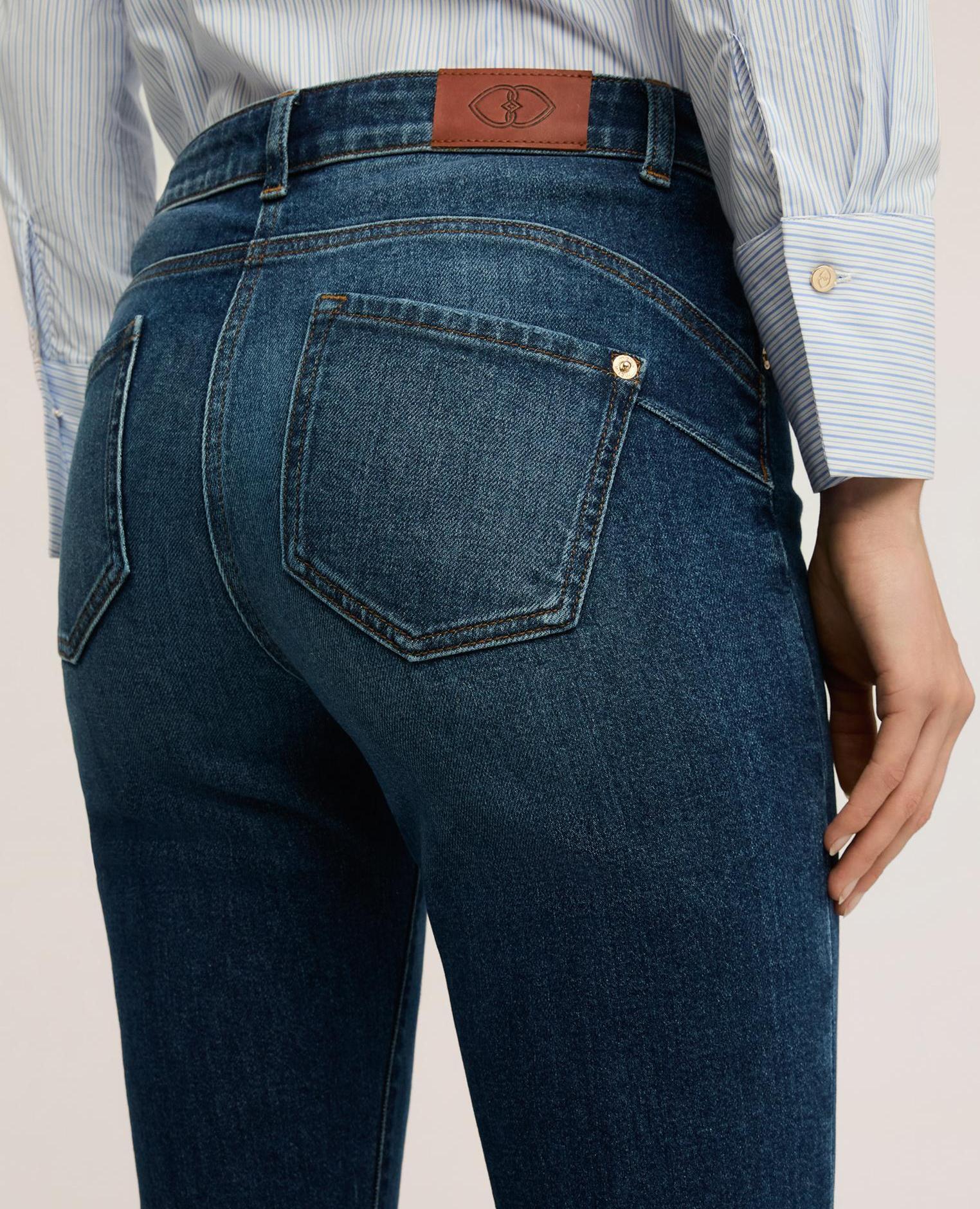 Vaqueros de mujer acampanados push-up de talle alto - Motivi - Azul Azul-4