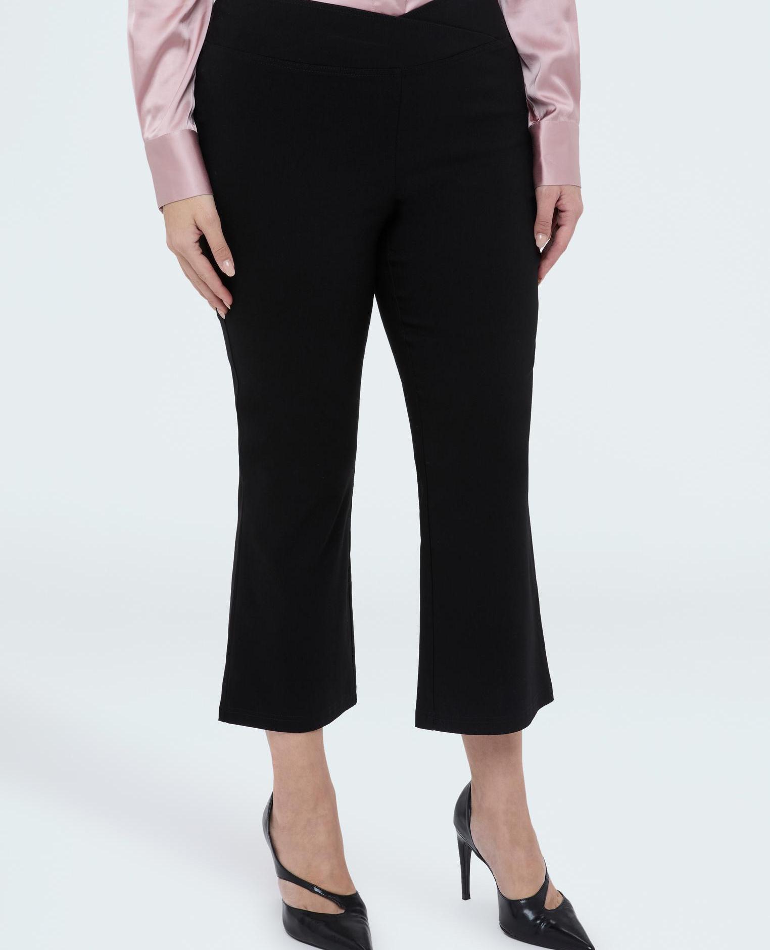 Pantalones de mujer kick flare cintura elástica asimétrica banda elástica asimétrica en la cintura para el máximo confort - Fiorella Rubino - Negro Negro-3