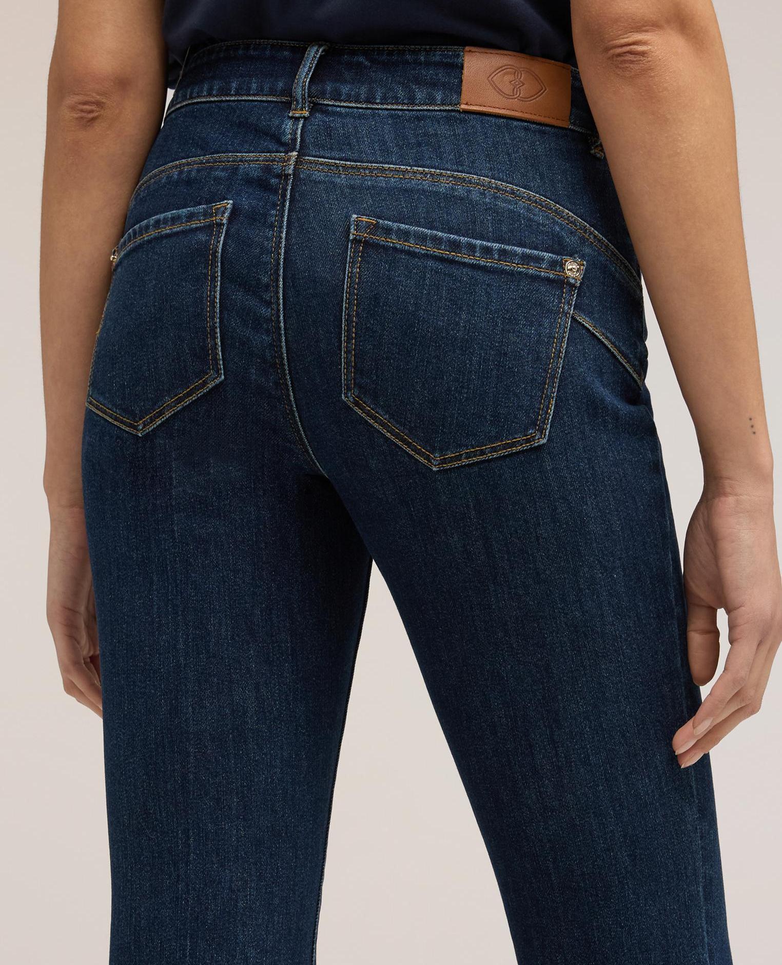Jeans de mujer acampanados push-up en denim corte acampanado con cintura media y cierre con botones y cremallera - Motivi - Azul Azul-3