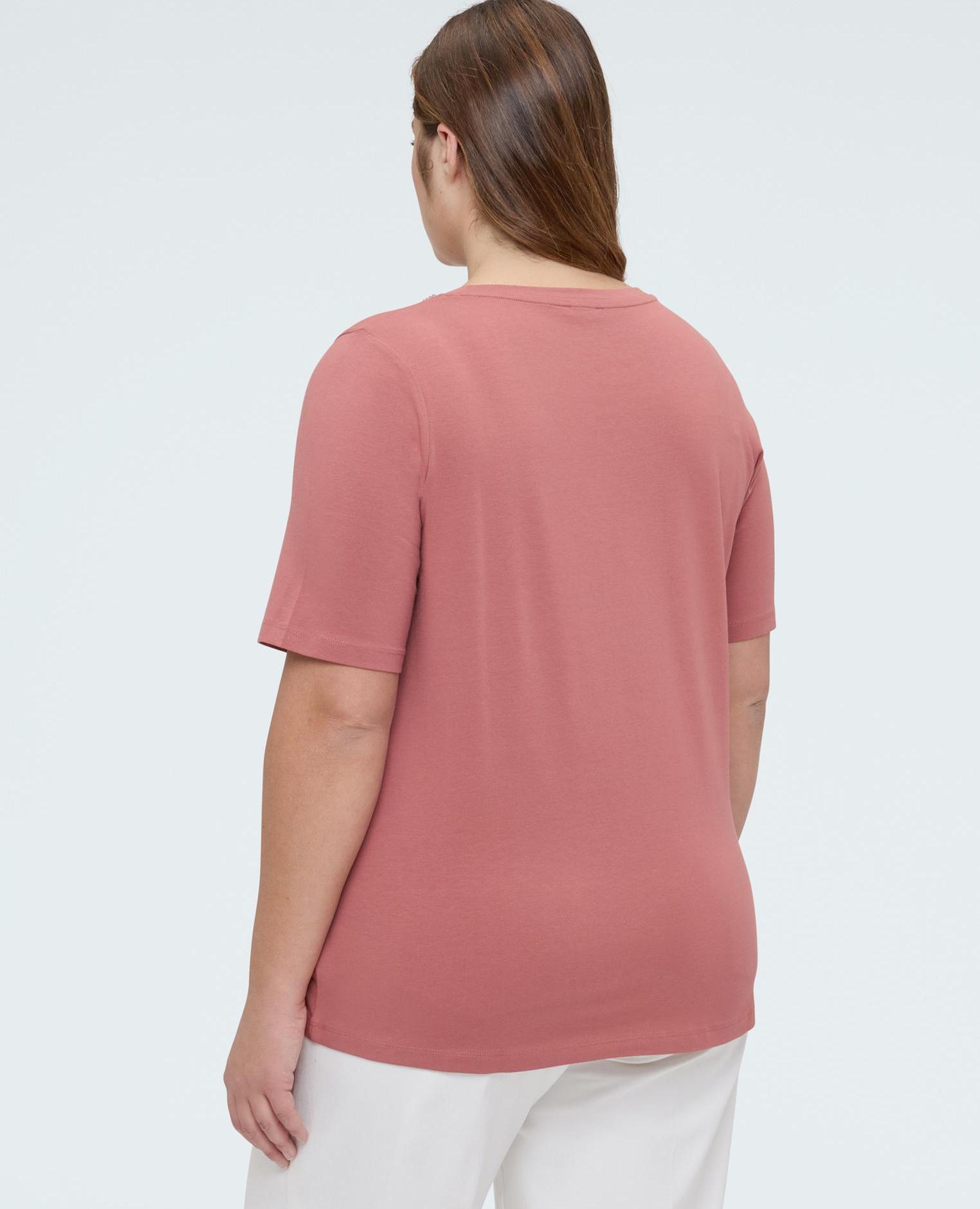 Camiseta de mujer de algodón con aplicaciones luminosas - Fiorella Rubino - Rosa Rosa-2