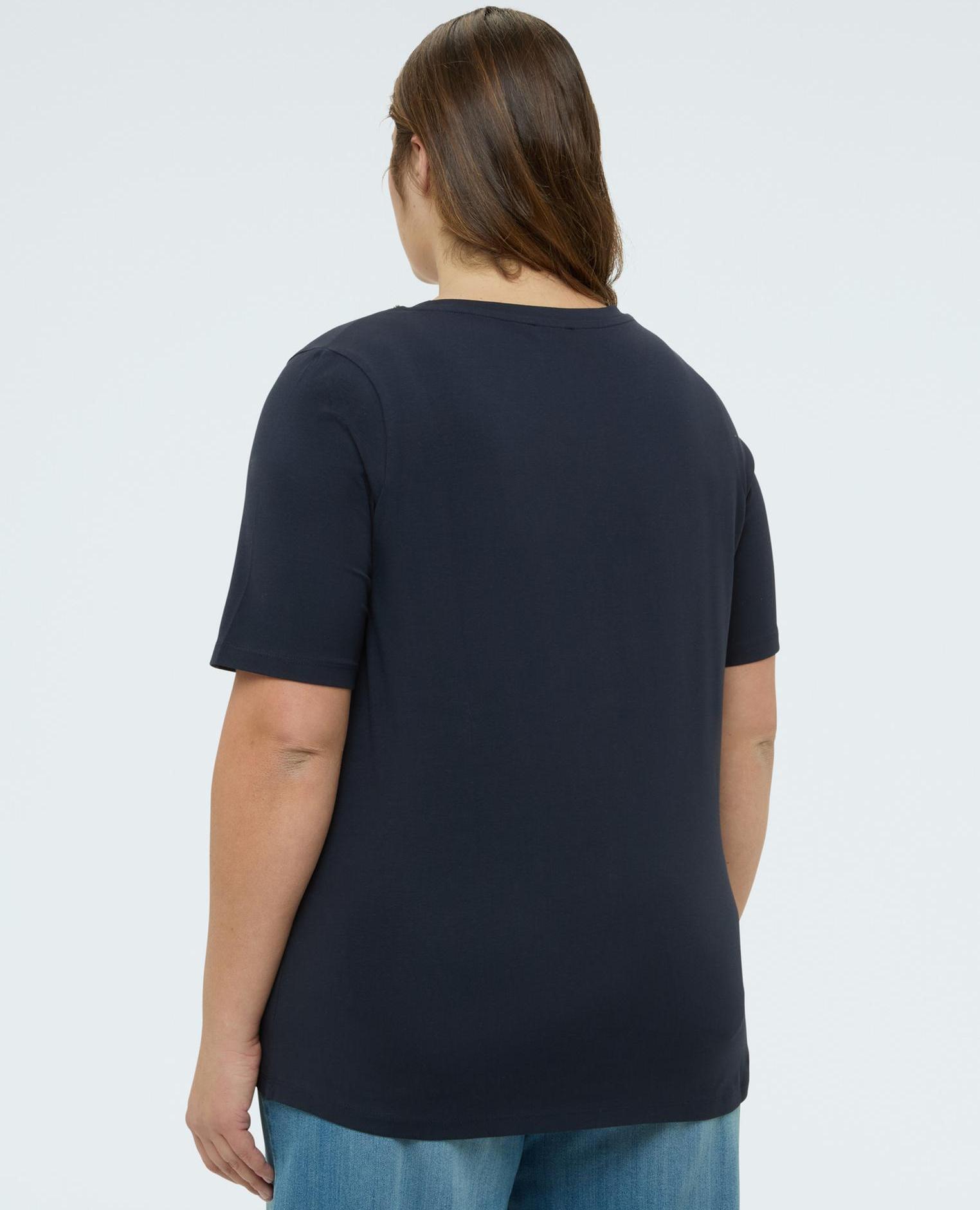 Camiseta de mujer de algodón con aplicaciones luminosas - Fiorella Rubino - Azul Azul-2