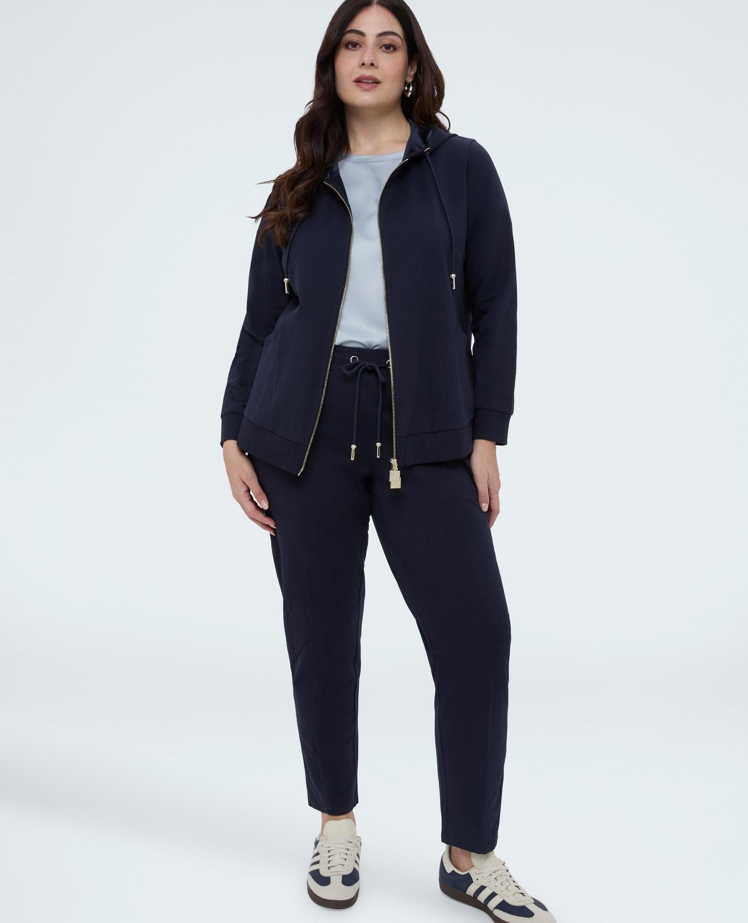 Pantalones de mujer joggers de felpa con cordón cintura elástica - Fiorella Rubino - Azul Azul-1