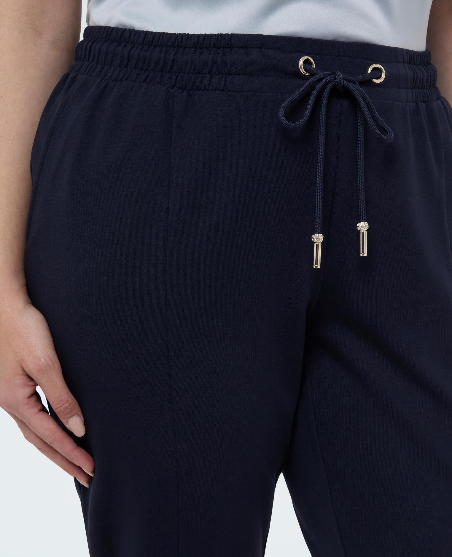 Pantalones de mujer joggers de felpa con cordón cintura elástica - Fiorella Rubino - Azul Azul-3