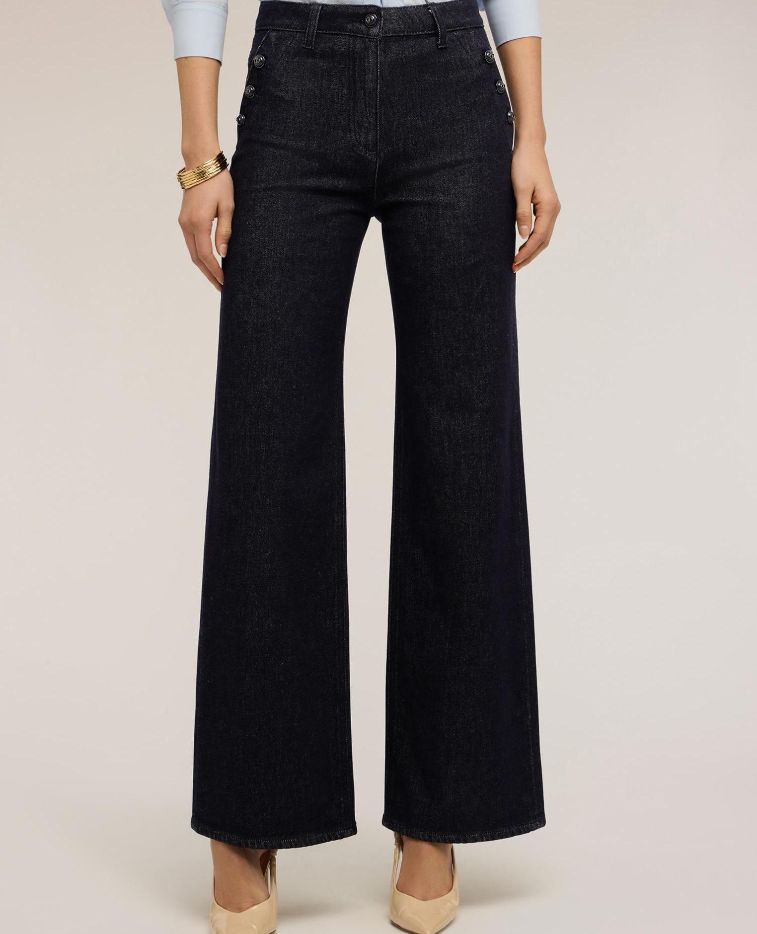 Vaqueros de mujer palazzo con botones decorativos ajuste ancho - Motivi - Azul Azul-3