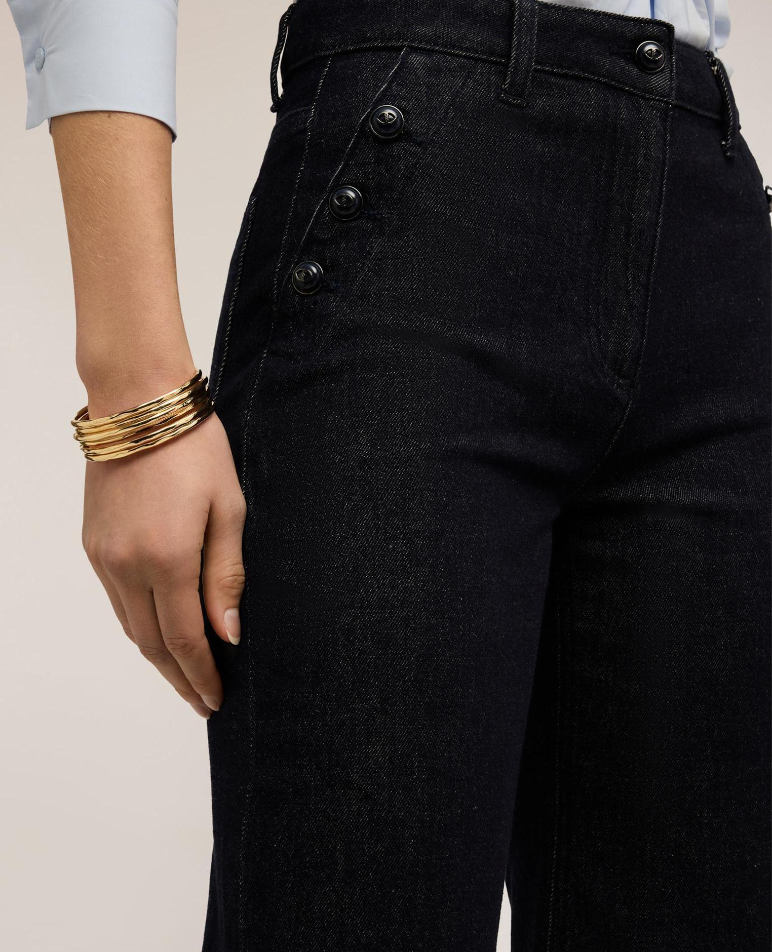 Vaqueros de mujer palazzo con botones decorativos ajuste ancho - Motivi - Azul Azul-4