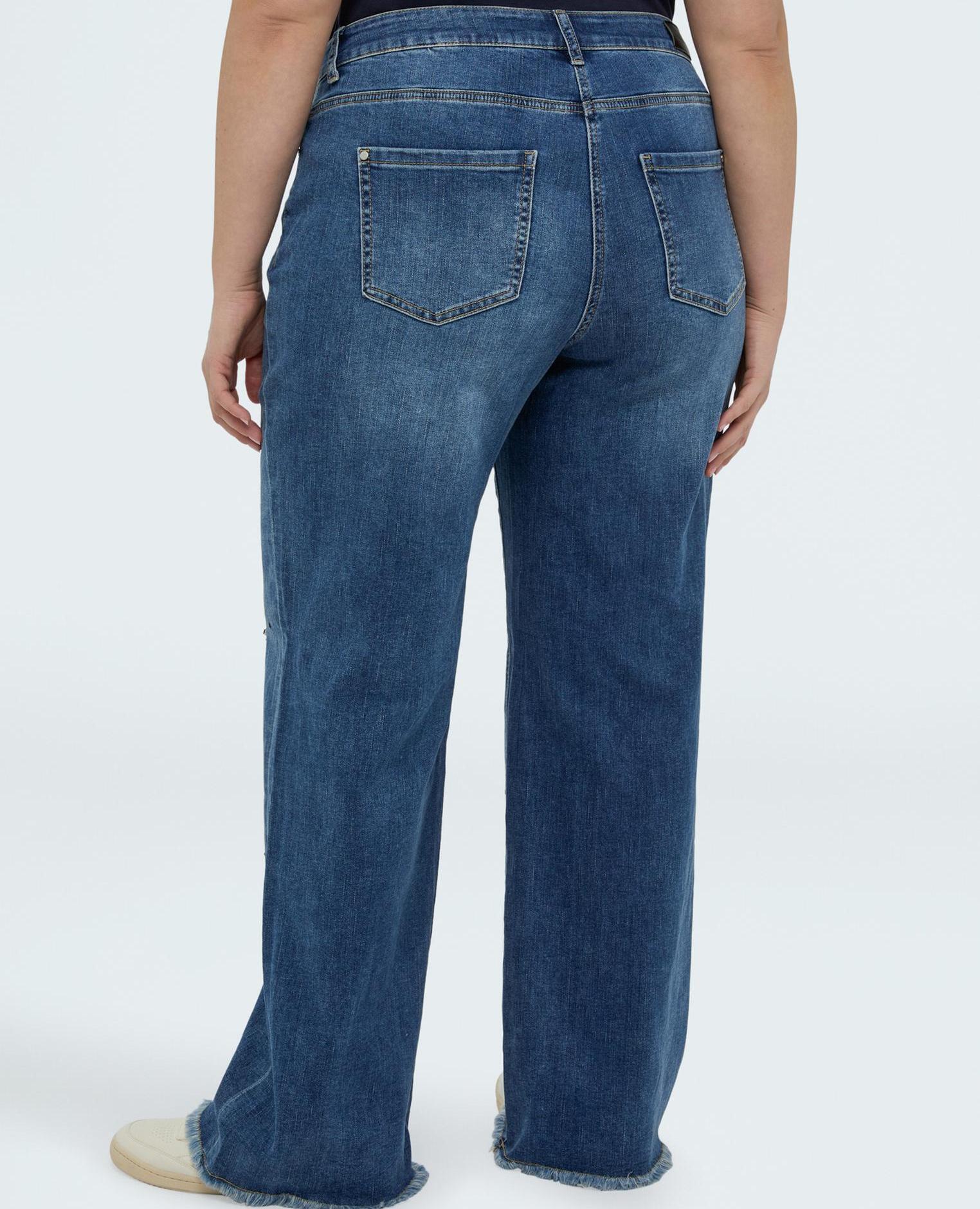 Vaqueros de mujer straight leg con aplicaciones decorativas - Fiorella Rubino - Azul Azul-2