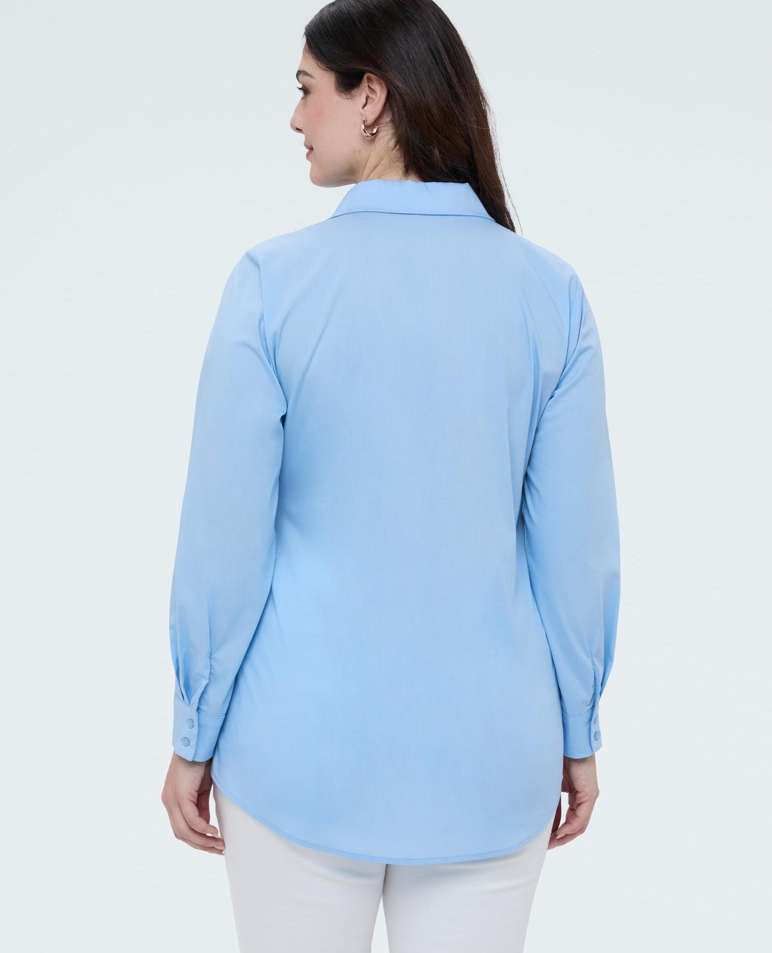 Camisa de mujer clásica en popelín de algodón tejido popelín fresco y ligero - Fiorella Rubino - Azul claro Azul claro-2