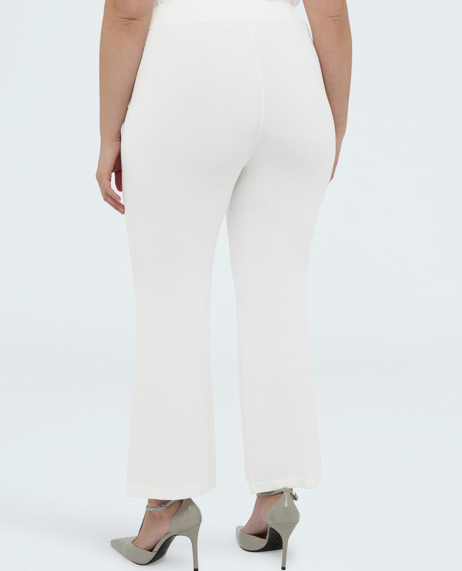 Pantalones de mujer flare de punto cintura elástica - Fiorella Rubino - Blanco Blanco-2