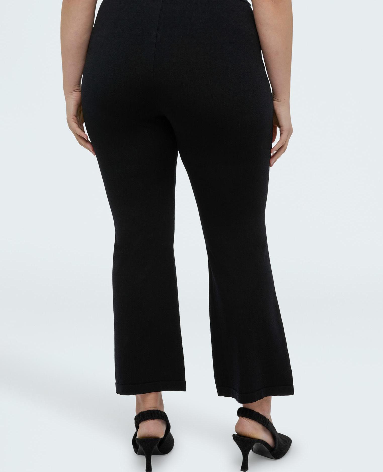 Pantalones de mujer flare de punto cintura elástica - Fiorella Rubino - Negro Negro-2