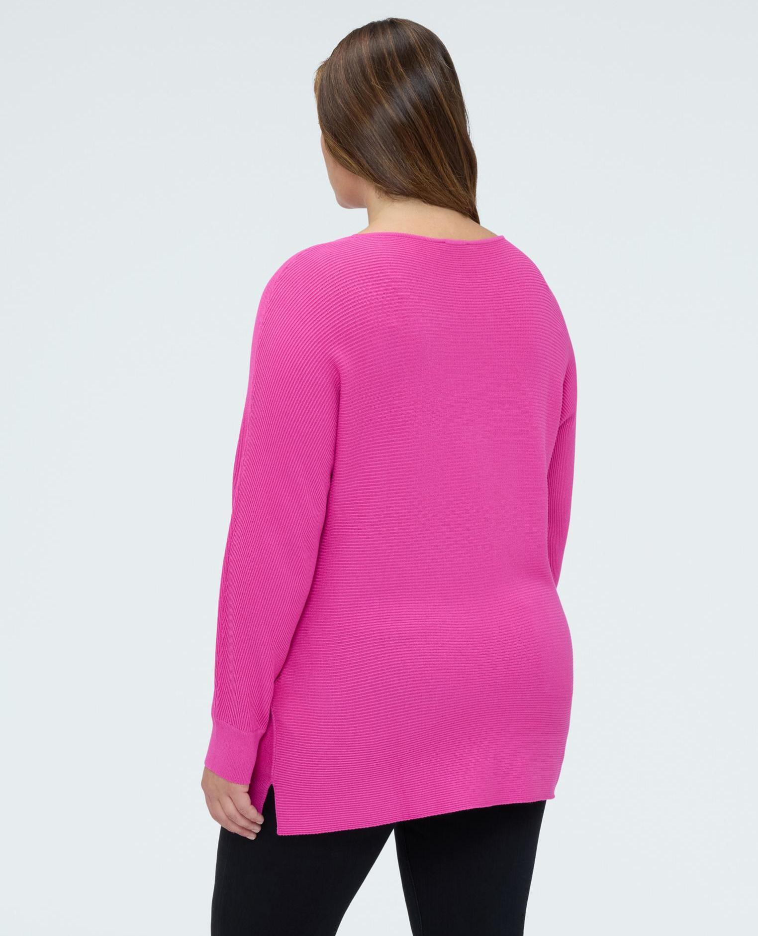 Camiseta de mujer de canalé con mangas kimono - Fiorella Rubino - Fucsia Fucsia-2