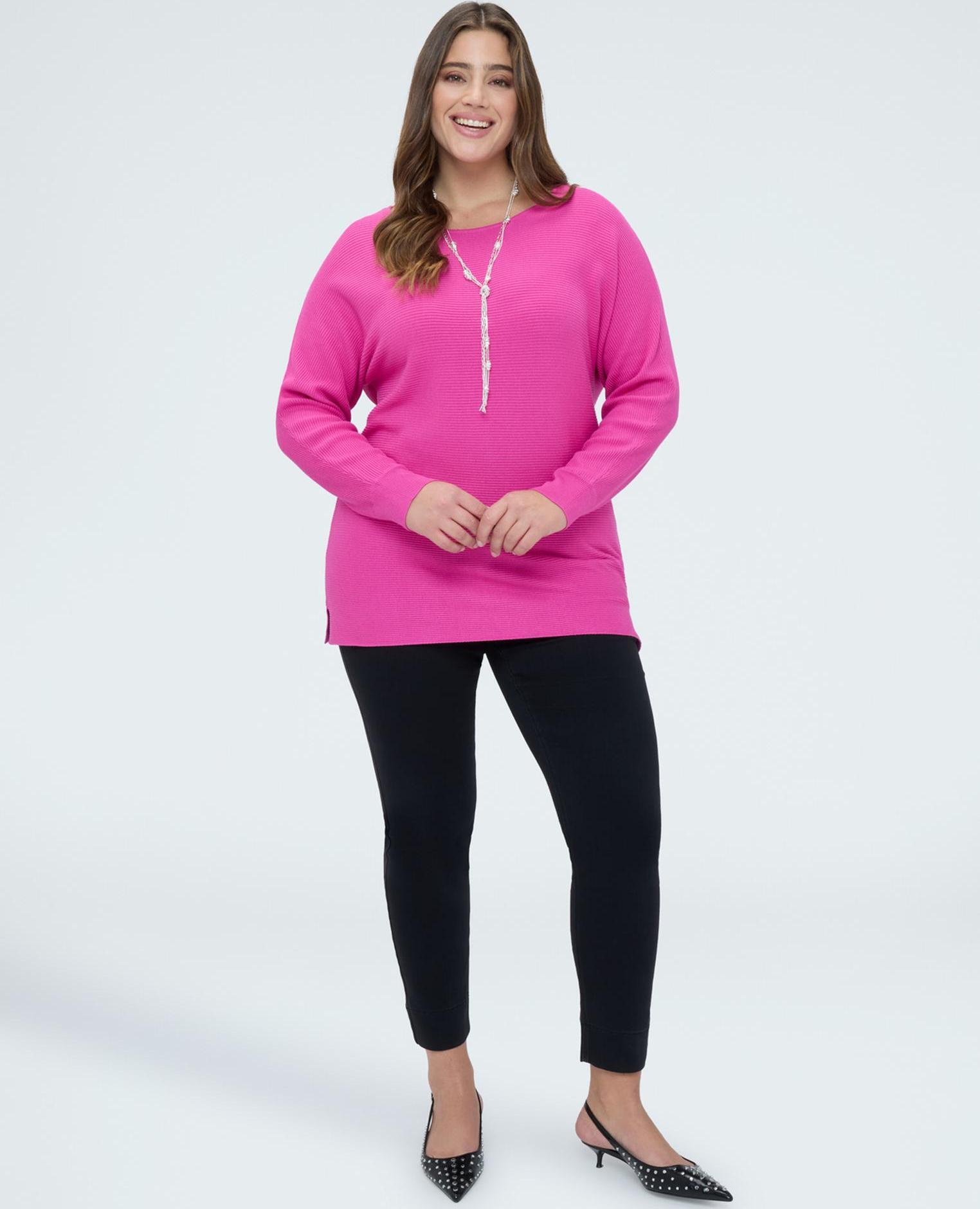 Camiseta de mujer de canalé con mangas kimono - Fiorella Rubino - Fucsia Fucsia-4