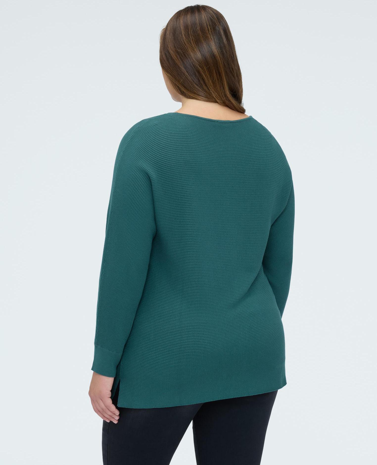 Camiseta de mujer de canalé con mangas kimono - Fiorella Rubino - Verde Verde-2