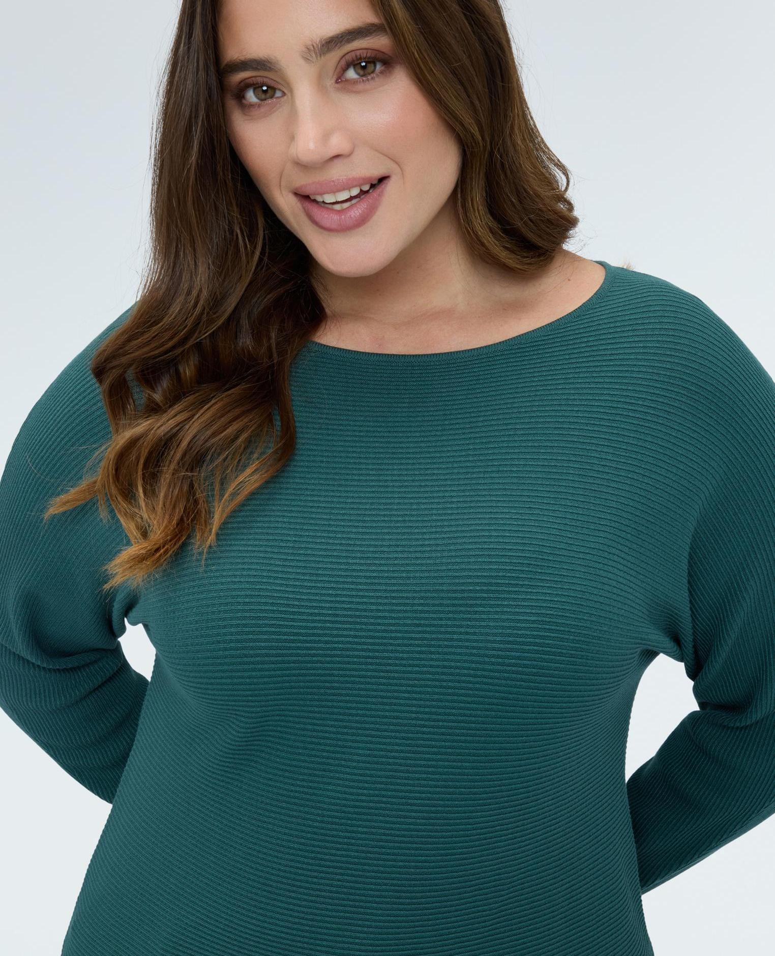 Camiseta de mujer de canalé con mangas kimono - Fiorella Rubino - Verde Verde-4