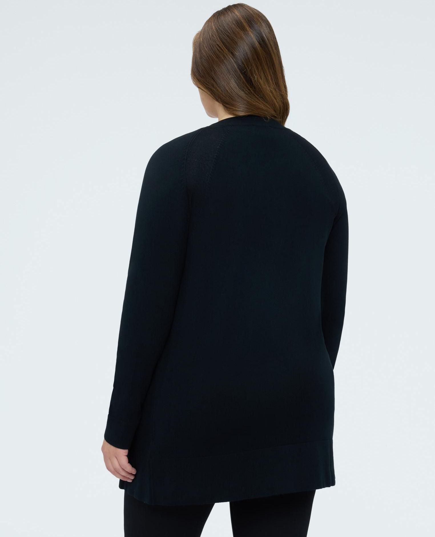 Cárdigan de mujer largo con cuello de pico - Fiorella Rubino - Negro Negro-2