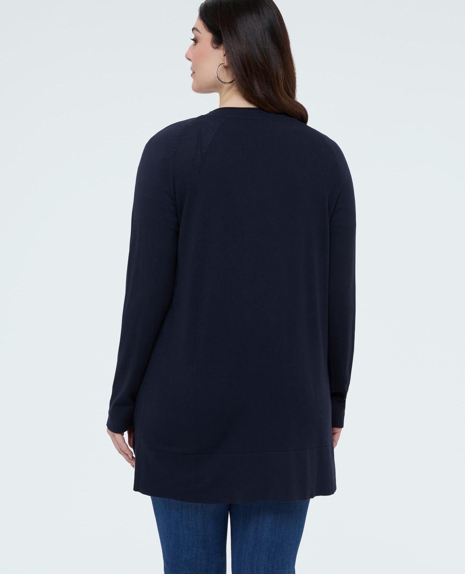 Cárdigan de mujer largo con cuello de pico - Fiorella Rubino - Azul Azul-2