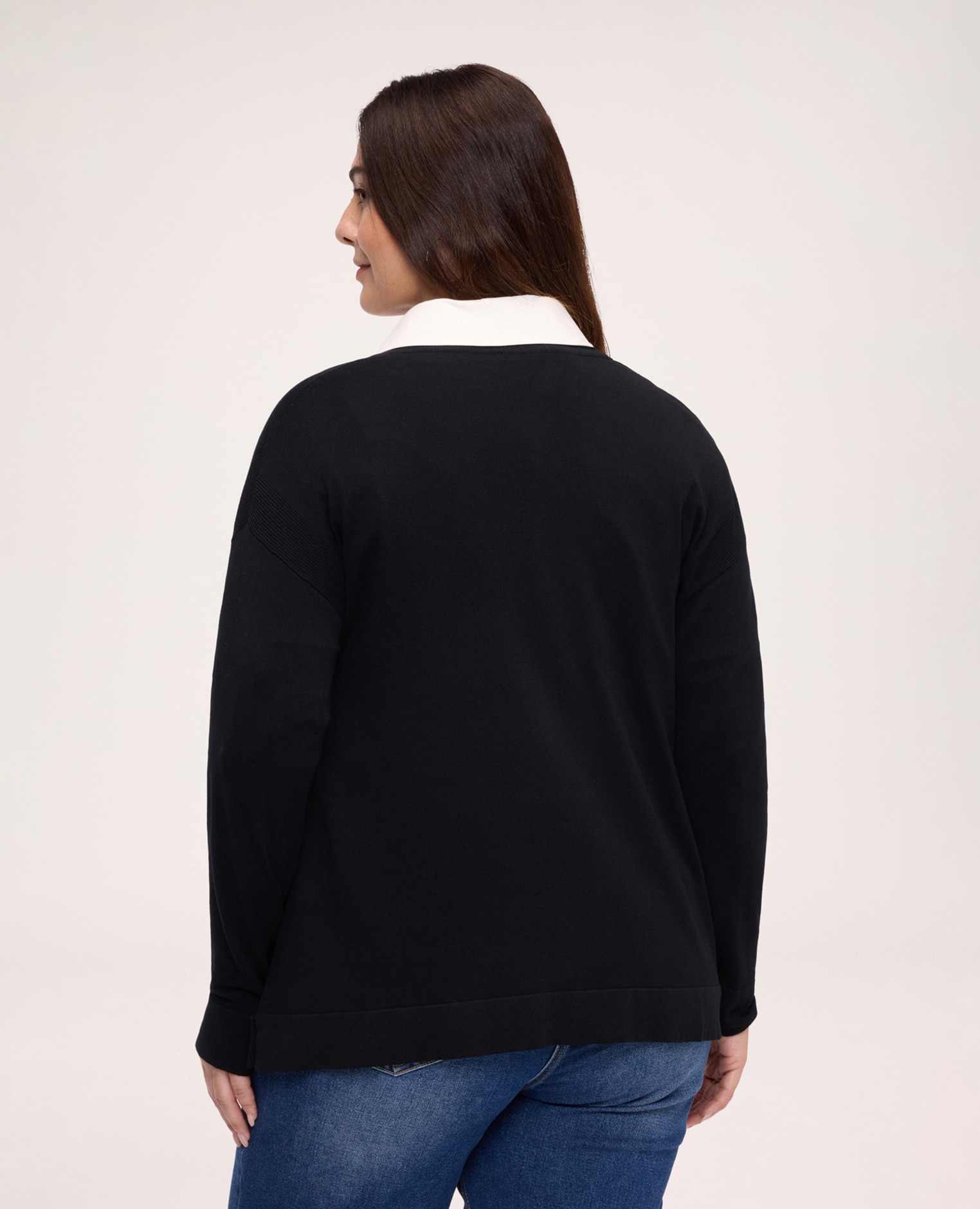 Cárdigan de mujer con escote en v y botones cómodo versátil y fácil de combinar - Fiorella Rubino - Negro Negro-2