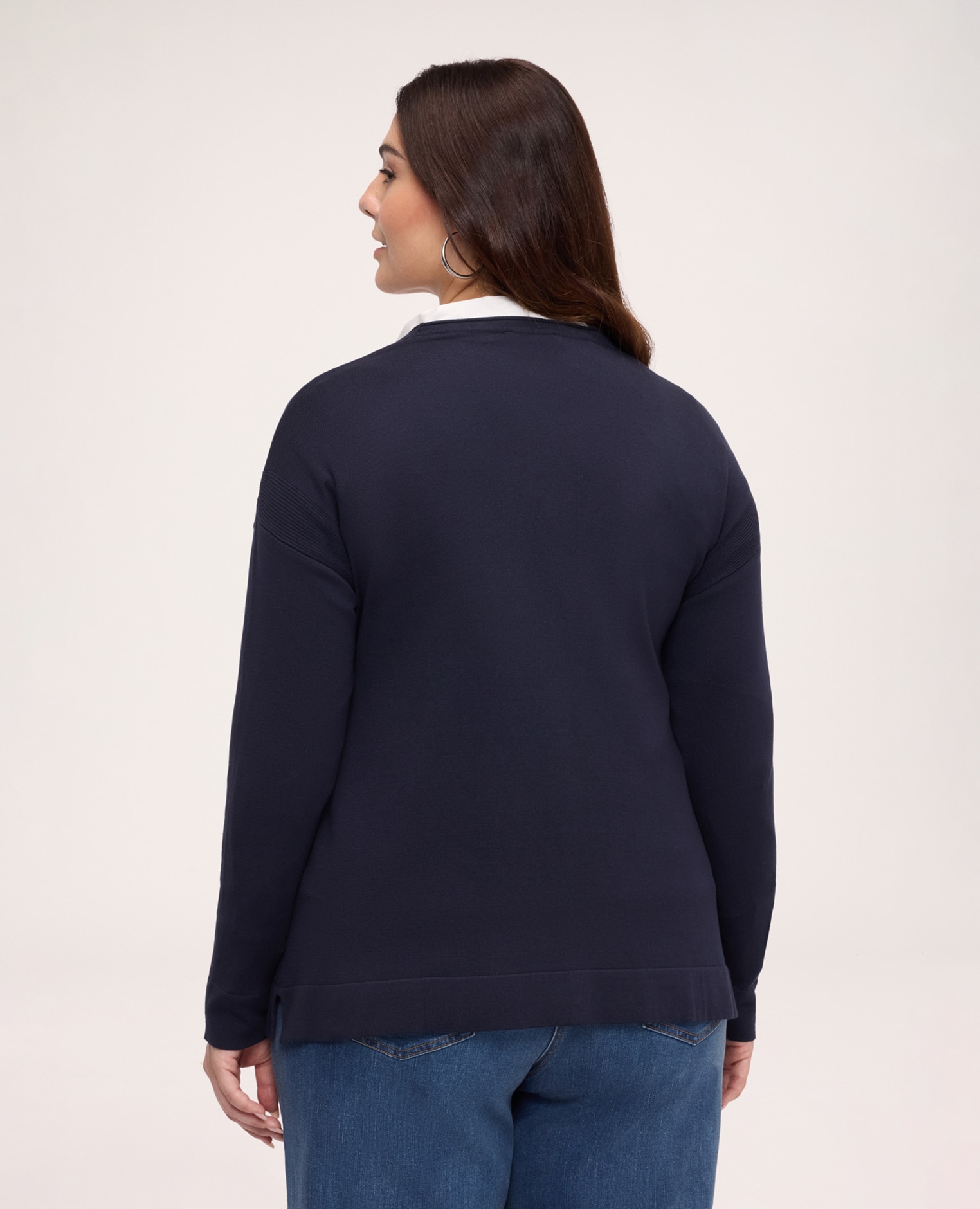 Cárdigan de mujer con escote en v y botones cómodo versátil y fácil de combinar - Fiorella Rubino - Azul Azul-2