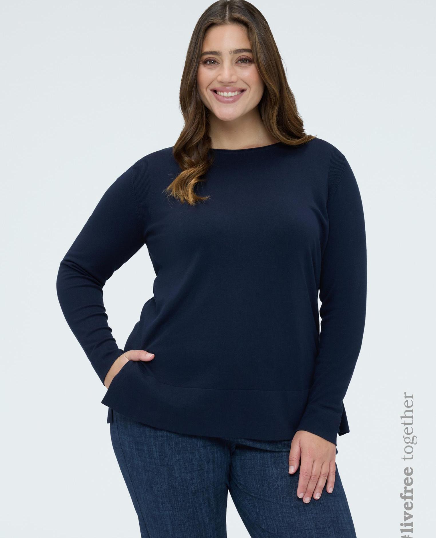 Imagen 0 de Camiseta de mujer de cuello redondo en mezcla de viscosa Azul