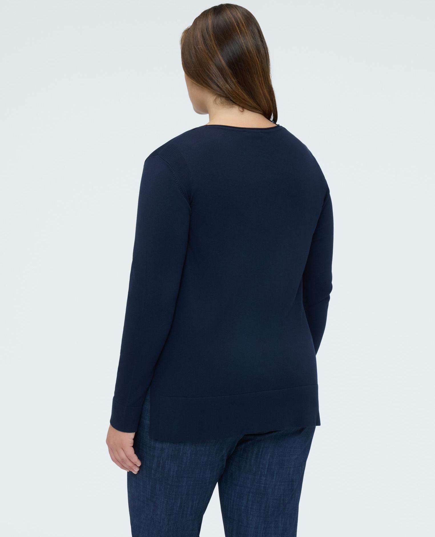 Camiseta de mujer de cuello redondo en mezcla de viscosa - Fiorella Rubino - Azul Azul-2