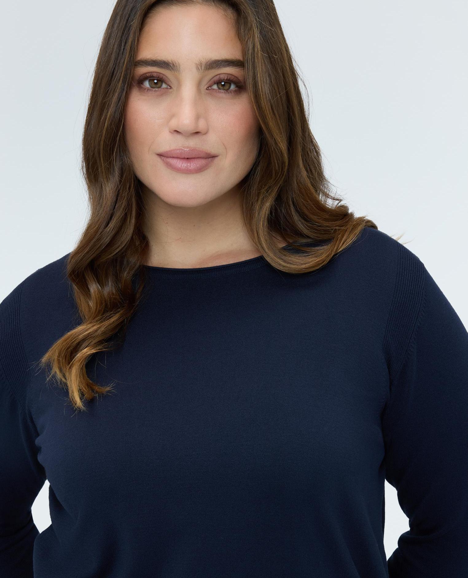 Camiseta de mujer de cuello redondo en mezcla de viscosa - Fiorella Rubino - Azul Azul-4