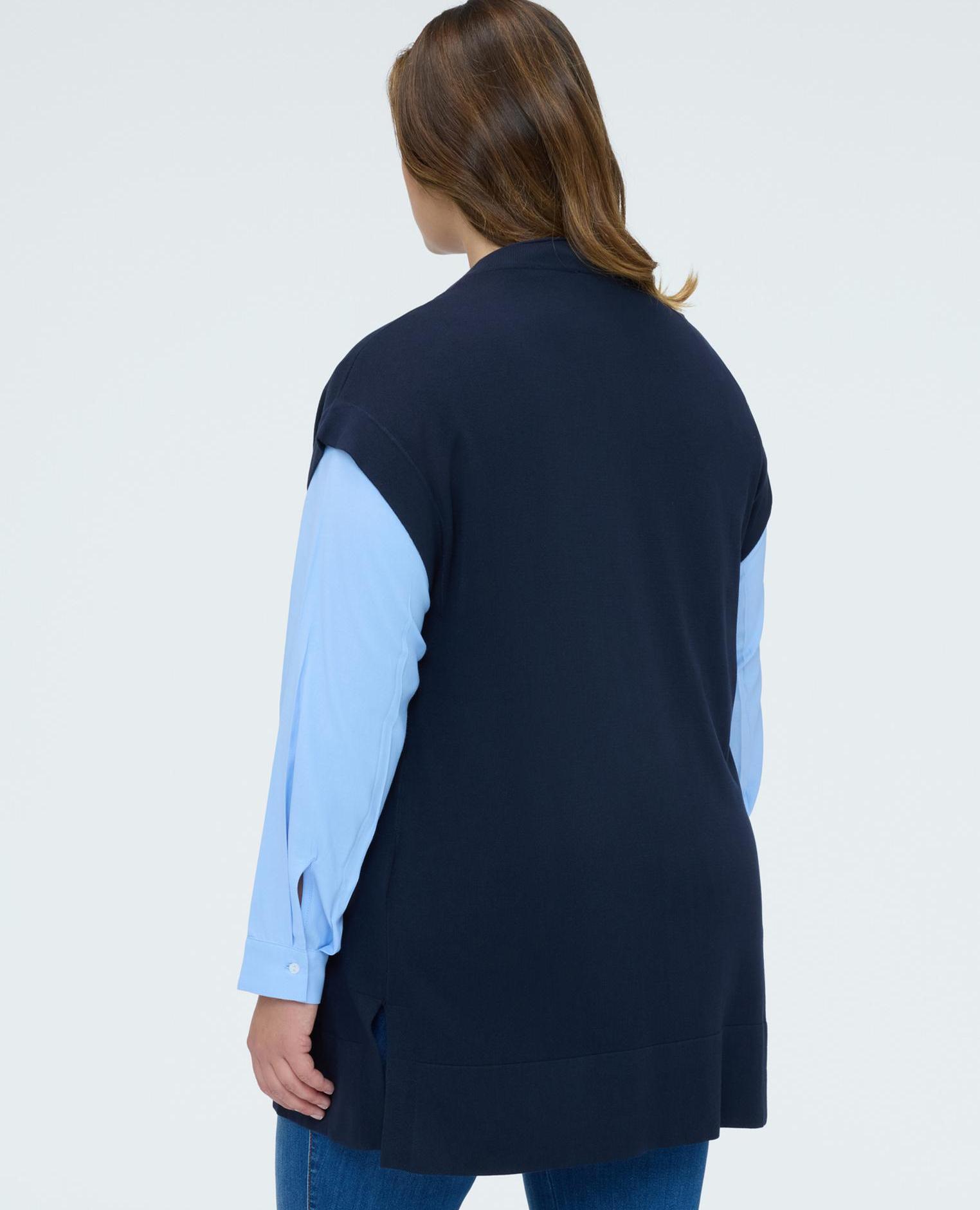 Chaleco de mujer largo en mezcla de viscosa ajuste oversize - Fiorella Rubino - Azul Azul-2